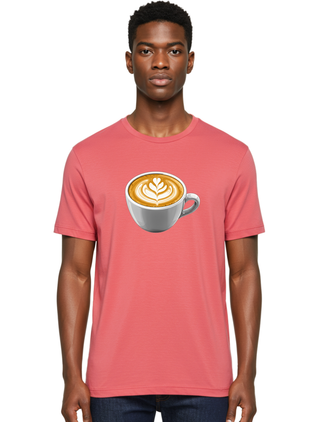 Coffee-Cup-7 Men'S Graphic Tee, 100% Cotton, Comfortable Casual Summer Wear, Machine Washable, Coffee Cup, Latte Art, Heart Design, Coffee Drink, White Ceramic Cup, Coffee Culture, Morning Coffee, Caffeine Fix, Coffee Beverage Bab792