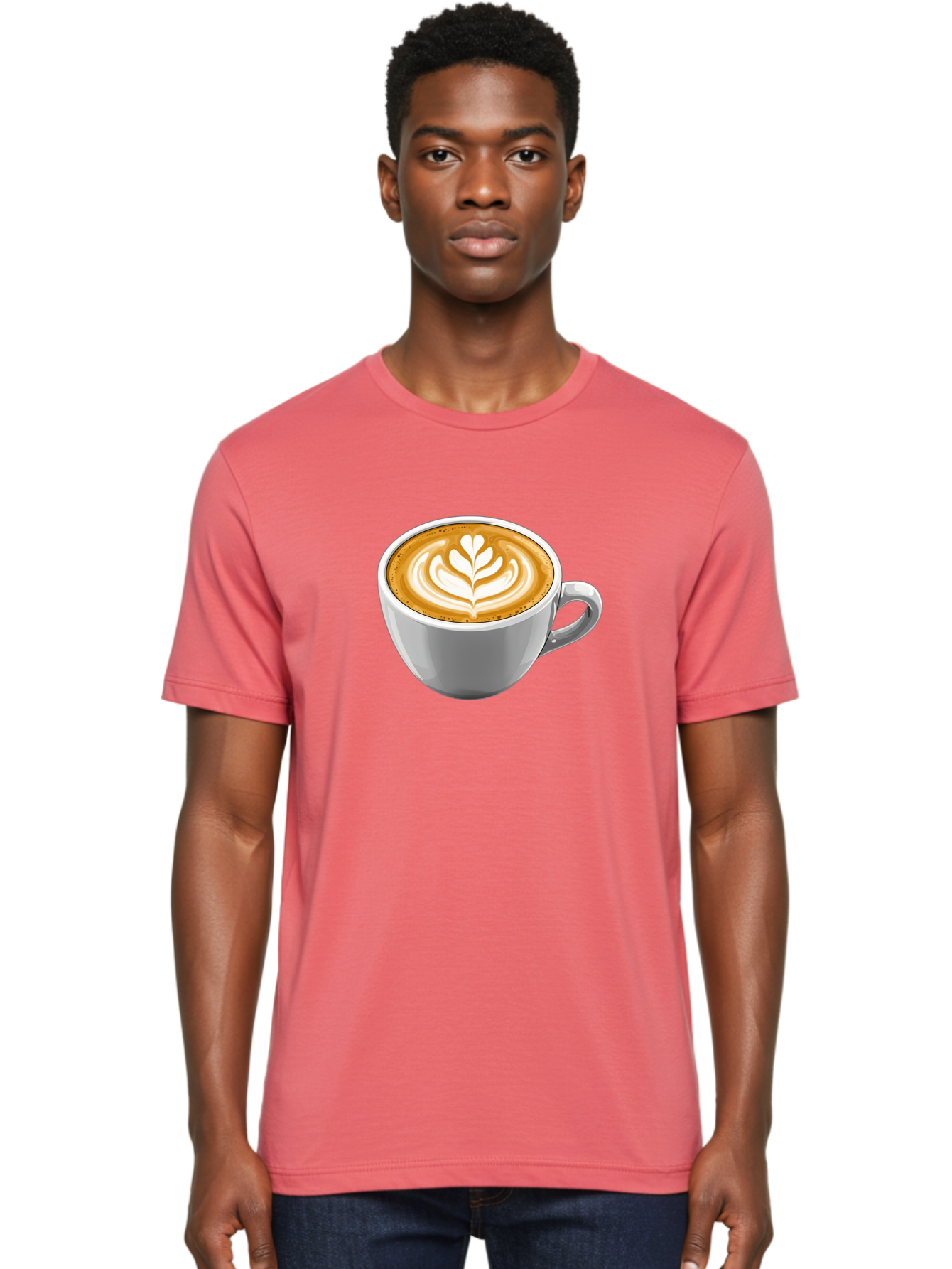 Coffee-Cup-7 Men'S Graphic Tee, 100% Cotton, Comfortable Casual Summer Wear, Machine Washable, Coffee Cup, Latte Art, Heart Design, Coffee Drink, White Ceramic Cup, Coffee Culture, Morning Coffee, Caffeine Fix, Coffee Beverage Bab792
