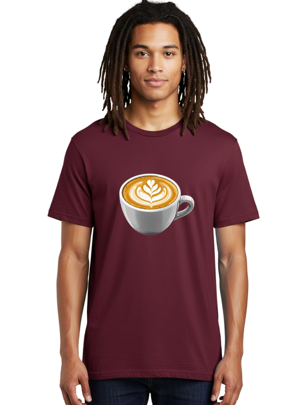 Coffee-Cup-7 Men'S Graphic Tee, 100% Cotton, Comfortable Casual Summer Wear, Machine Washable, Coffee Cup, Latte Art, Heart Design, Coffee Drink, White Ceramic Cup, Coffee Culture, Morning Coffee, Caffeine Fix, Coffee Beverage Bab792
