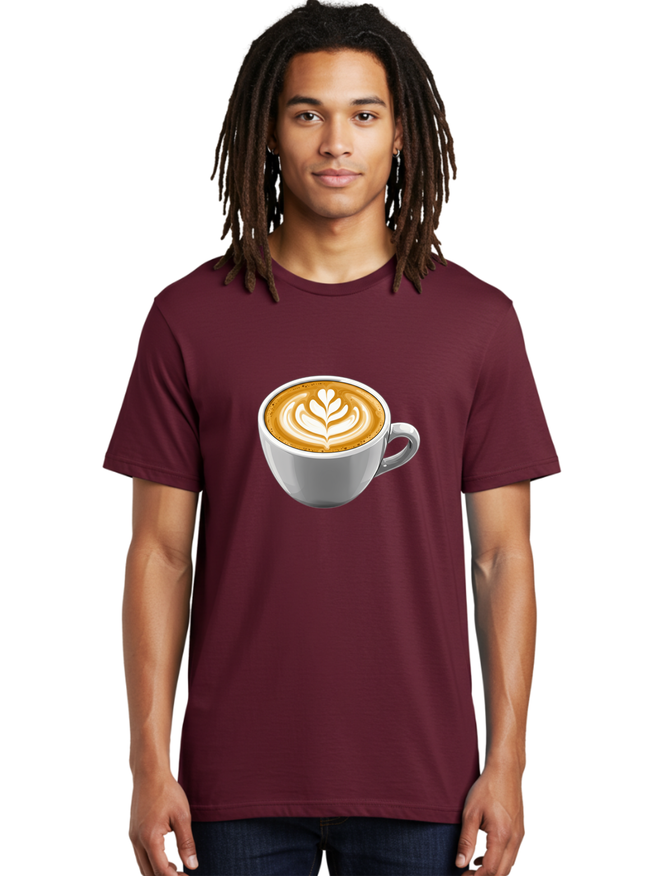 Coffee-Cup-7 Men'S Graphic Tee, 100% Cotton, Comfortable Casual Summer Wear, Machine Washable, Coffee Cup, Latte Art, Heart Design, Coffee Drink, White Ceramic Cup, Coffee Culture, Morning Coffee, Caffeine Fix, Coffee Beverage Bab792