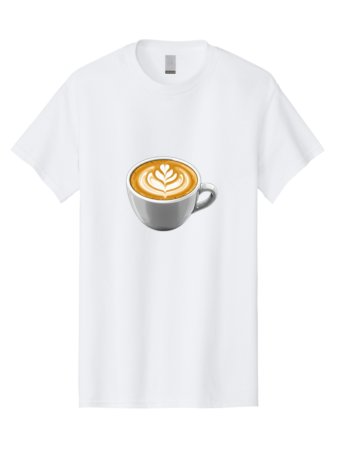 Coffee-Cup-7 Men'S Graphic Tee, 100% Cotton, Comfortable Casual Summer Wear, Machine Washable, Coffee Cup, Latte Art, Heart Design, Coffee Drink, White Ceramic Cup, Coffee Culture, Morning Coffee, Caffeine Fix, Coffee Beverage Bab792