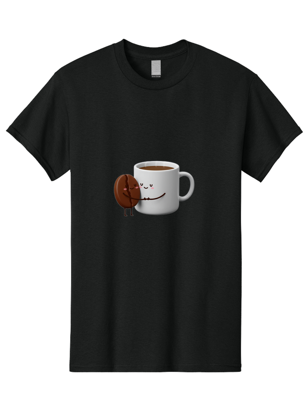 Coffee-Cup-And-Chocolate-Cookie Men'S Graphic Tee, 100% Cotton, Comfortable Casual Summer Wear, Machine Washable, Cartoon Coffee Mug, Chocolate Cookie, Smiling Faces, Cartoon Characters, Adorable Scene, Playful Illustration, Coffee Break, Bab793