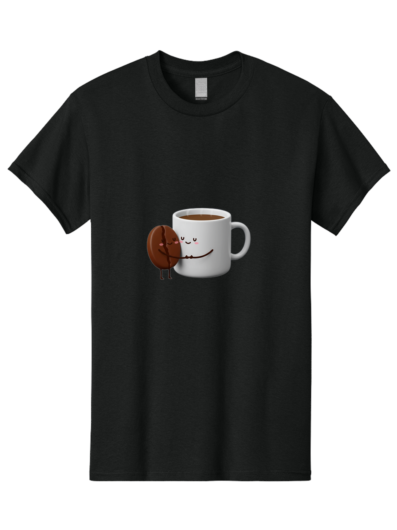 Coffee-Cup-And-Chocolate-Cookie Men'S Graphic Tee, 100% Cotton, Comfortable Casual Summer Wear, Machine Washable, Cartoon Coffee Mug, Chocolate Cookie, Smiling Faces, Cartoon Characters, Adorable Scene, Playful Illustration, Coffee Break, Bab793