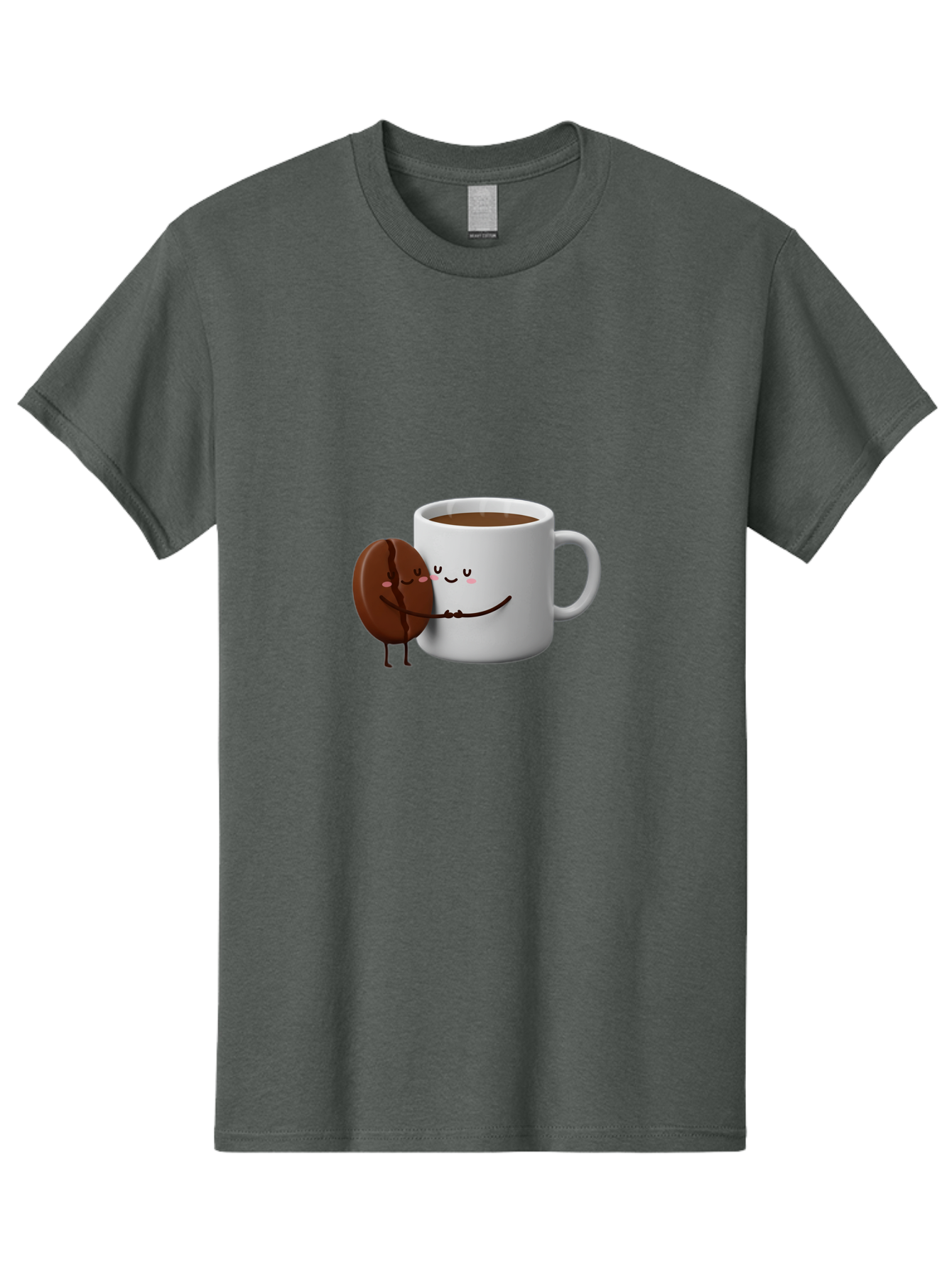 Coffee-Cup-And-Chocolate-Cookie Men'S Graphic Tee, 100% Cotton, Comfortable Casual Summer Wear, Machine Washable, Cartoon Coffee Mug, Chocolate Cookie, Smiling Faces, Cartoon Characters, Adorable Scene, Playful Illustration, Coffee Break, Bab793