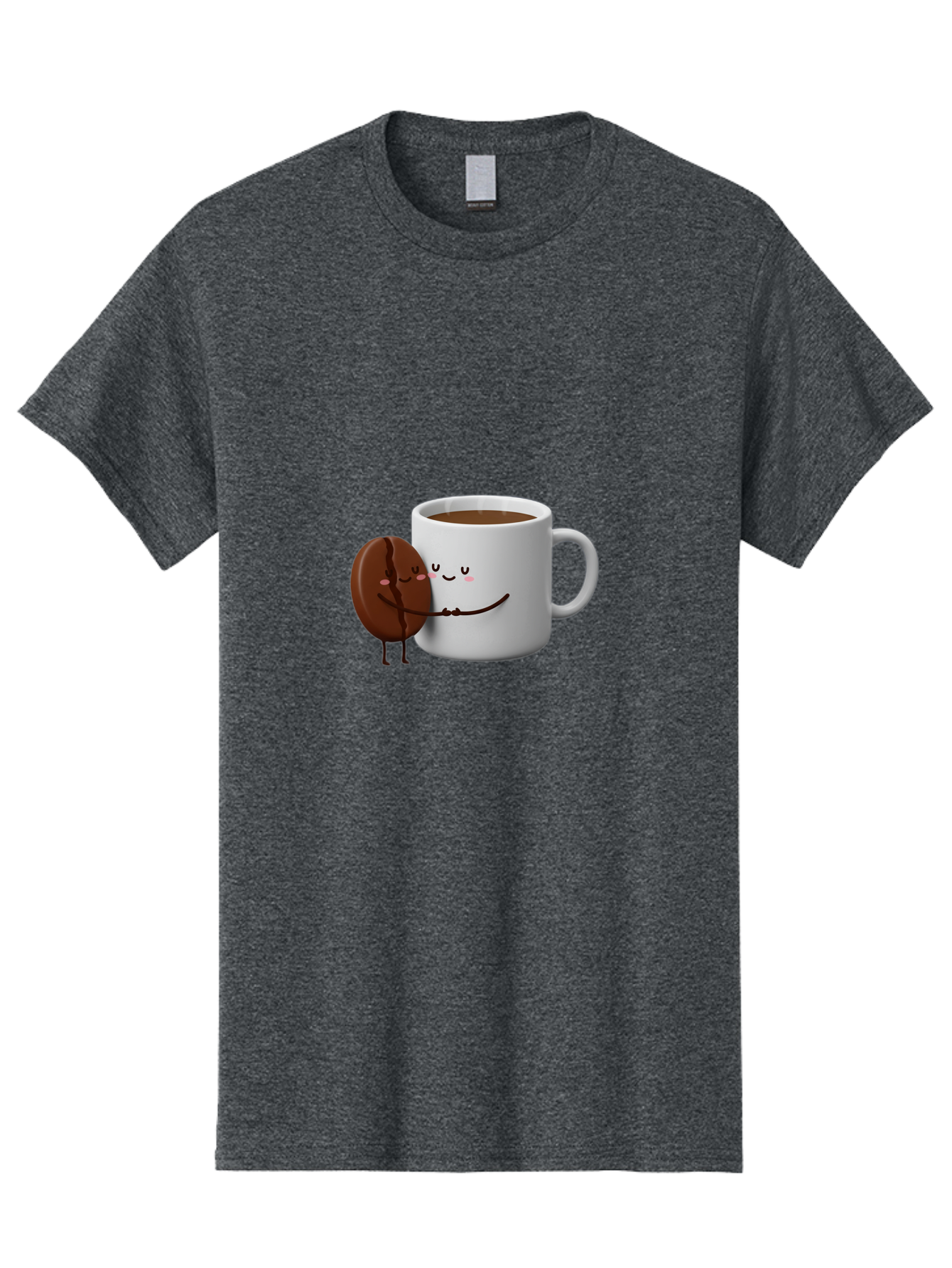 Coffee-Cup-And-Chocolate-Cookie Men'S Graphic Tee, 100% Cotton, Comfortable Casual Summer Wear, Machine Washable, Cartoon Coffee Mug, Chocolate Cookie, Smiling Faces, Cartoon Characters, Adorable Scene, Playful Illustration, Coffee Break, Bab793