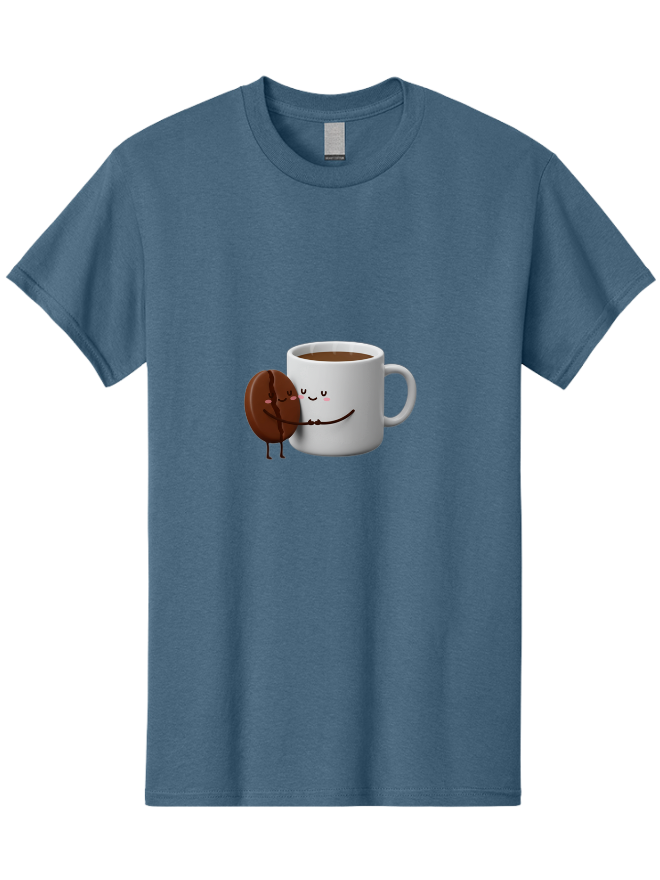 Coffee-Cup-And-Chocolate-Cookie Men'S Graphic Tee, 100% Cotton, Comfortable Casual Summer Wear, Machine Washable, Cartoon Coffee Mug, Chocolate Cookie, Smiling Faces, Cartoon Characters, Adorable Scene, Playful Illustration, Coffee Break, Bab793