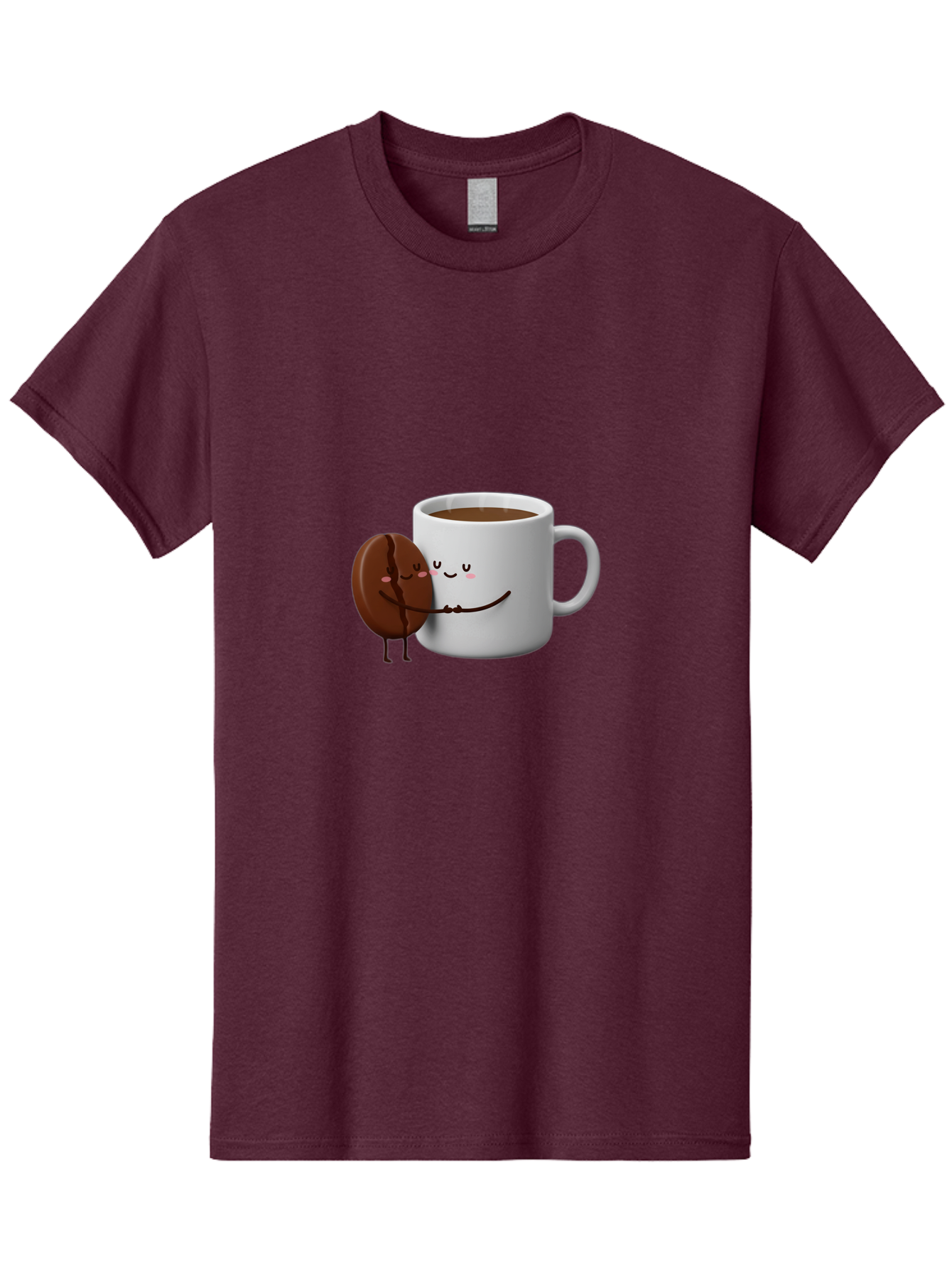 Coffee-Cup-And-Chocolate-Cookie Men'S Graphic Tee, 100% Cotton, Comfortable Casual Summer Wear, Machine Washable, Cartoon Coffee Mug, Chocolate Cookie, Smiling Faces, Cartoon Characters, Adorable Scene, Playful Illustration, Coffee Break, Bab793