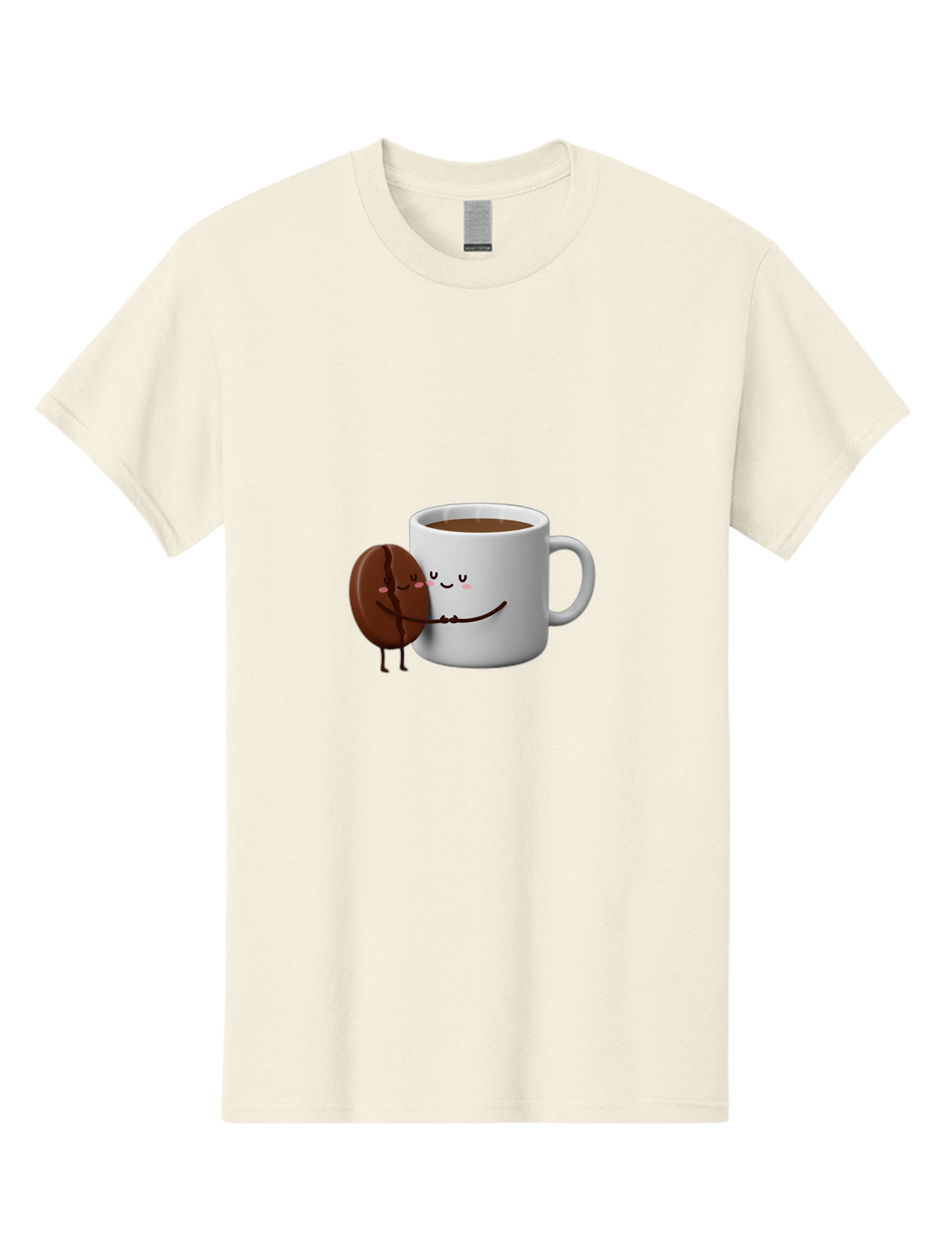 Coffee-Cup-And-Chocolate-Cookie Men'S Graphic Tee, 100% Cotton, Comfortable Casual Summer Wear, Machine Washable, Cartoon Coffee Mug, Chocolate Cookie, Smiling Faces, Cartoon Characters, Adorable Scene, Playful Illustration, Coffee Break, Bab793