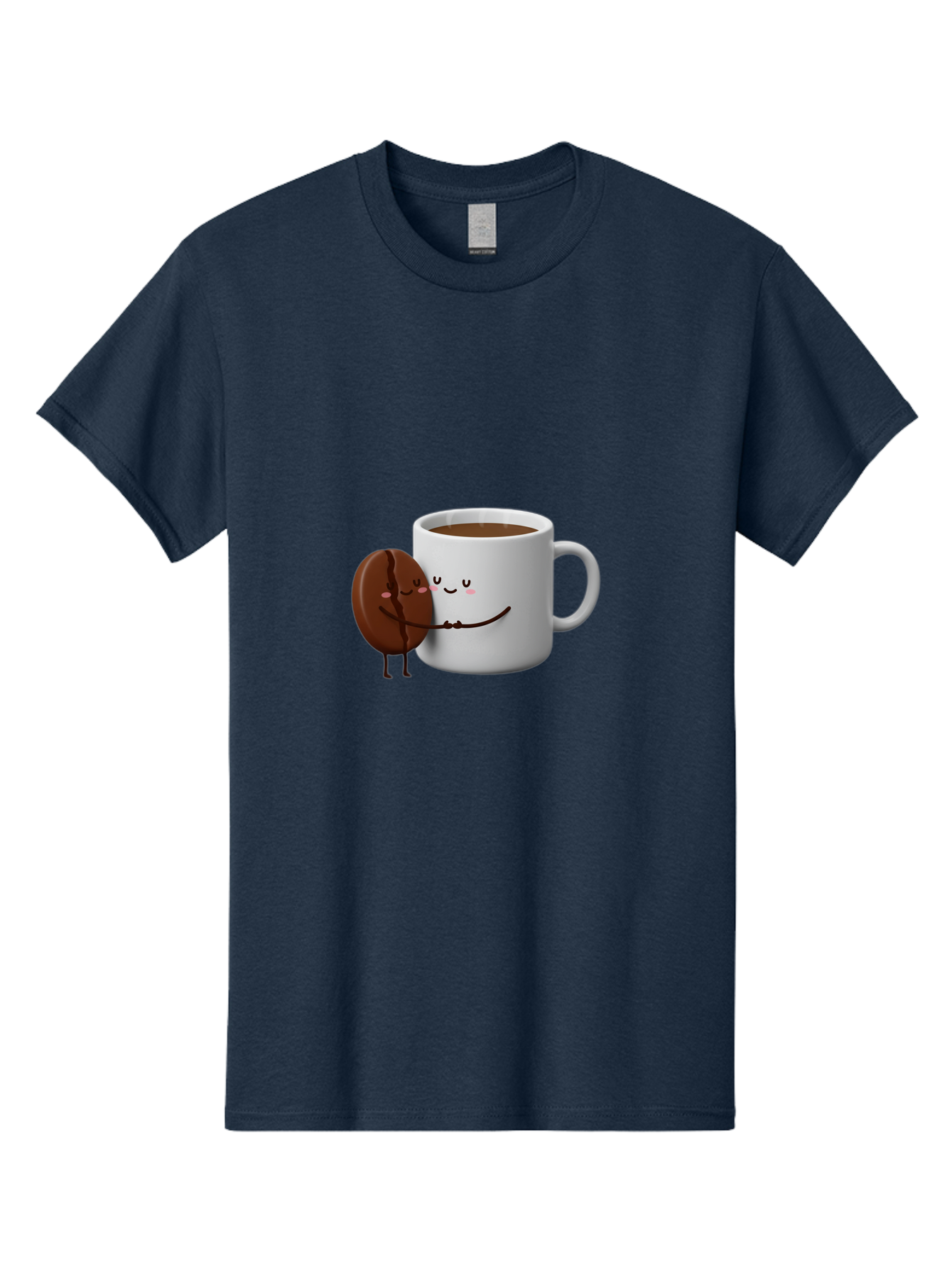Coffee-Cup-And-Chocolate-Cookie Men'S Graphic Tee, 100% Cotton, Comfortable Casual Summer Wear, Machine Washable, Cartoon Coffee Mug, Chocolate Cookie, Smiling Faces, Cartoon Characters, Adorable Scene, Playful Illustration, Coffee Break, Bab793