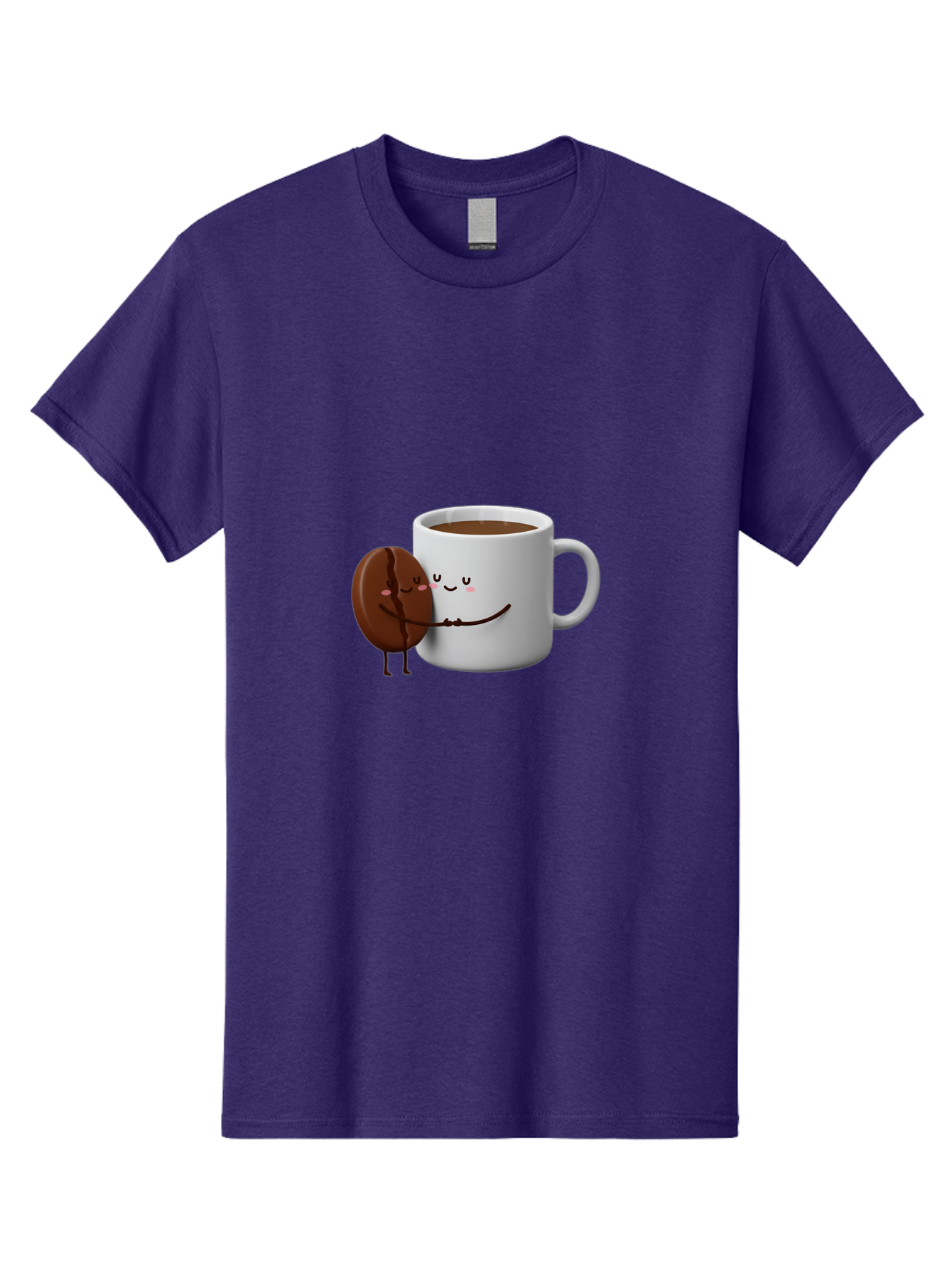 Coffee-Cup-And-Chocolate-Cookie Men'S Graphic Tee, 100% Cotton, Comfortable Casual Summer Wear, Machine Washable, Cartoon Coffee Mug, Chocolate Cookie, Smiling Faces, Cartoon Characters, Adorable Scene, Playful Illustration, Coffee Break, Bab793