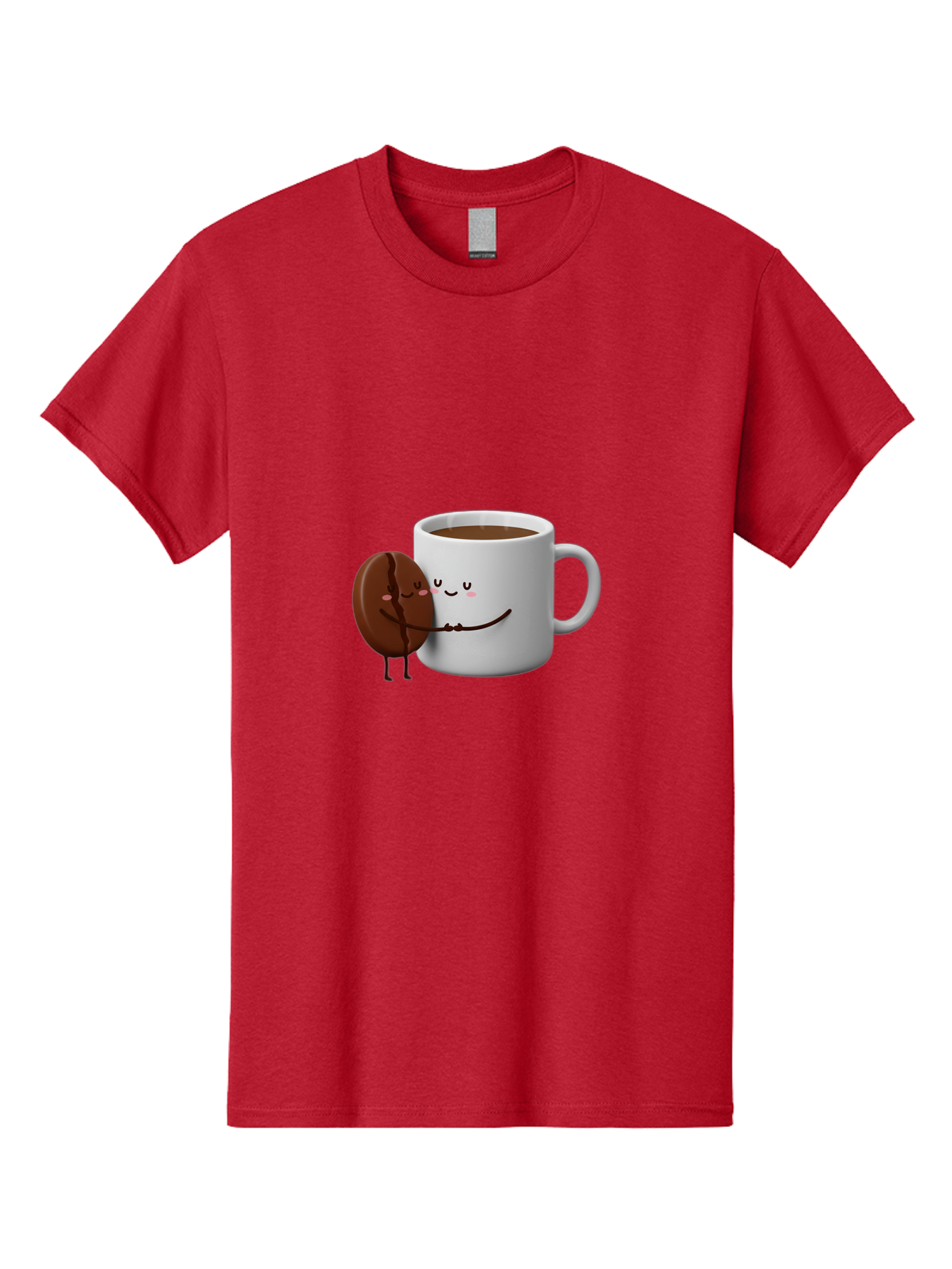 Coffee-Cup-And-Chocolate-Cookie Men'S Graphic Tee, 100% Cotton, Comfortable Casual Summer Wear, Machine Washable, Cartoon Coffee Mug, Chocolate Cookie, Smiling Faces, Cartoon Characters, Adorable Scene, Playful Illustration, Coffee Break, Bab793