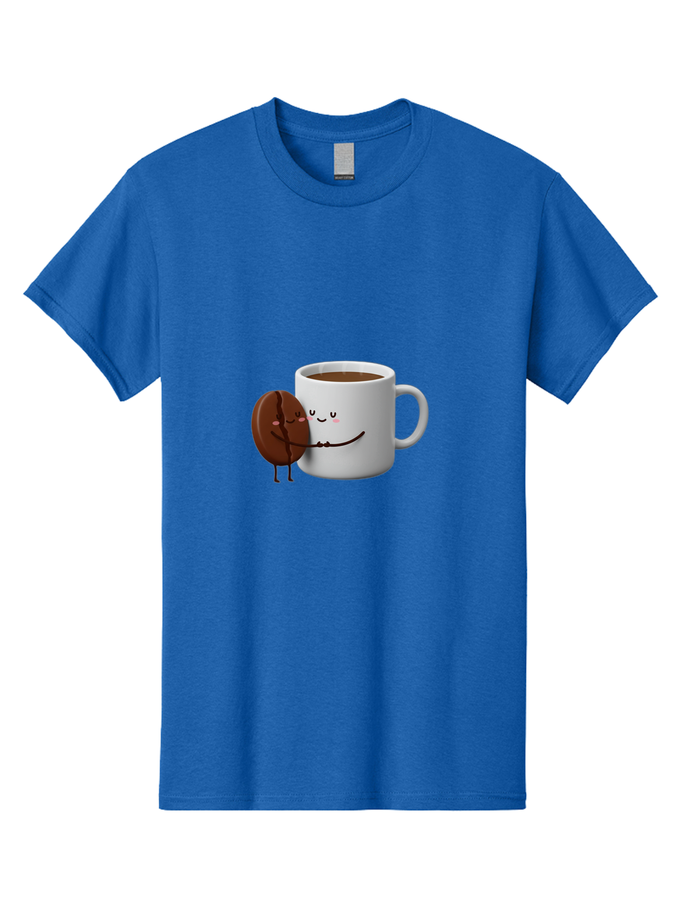 Coffee-Cup-And-Chocolate-Cookie Men'S Graphic Tee, 100% Cotton, Comfortable Casual Summer Wear, Machine Washable, Cartoon Coffee Mug, Chocolate Cookie, Smiling Faces, Cartoon Characters, Adorable Scene, Playful Illustration, Coffee Break, Bab793
