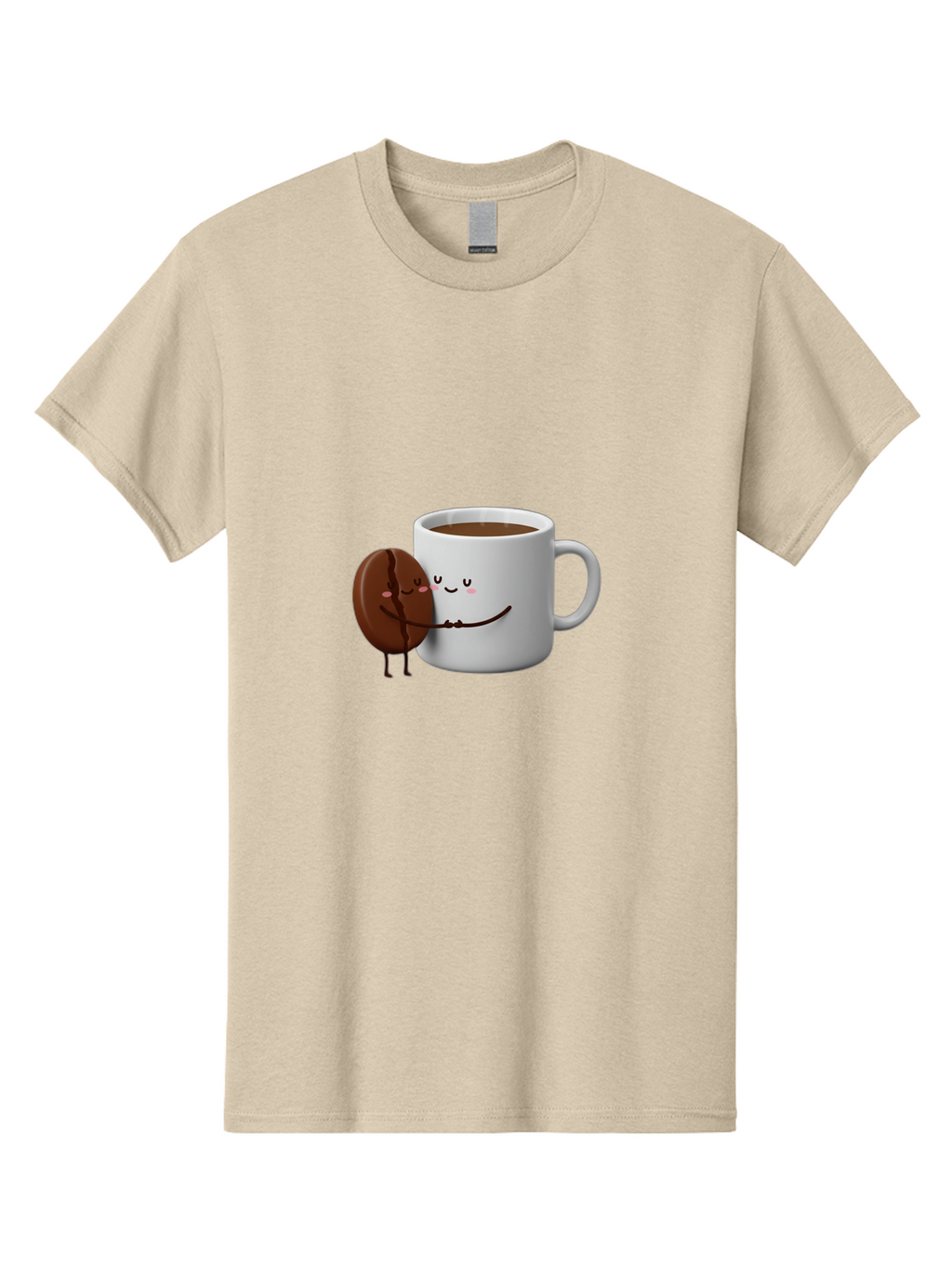 Coffee-Cup-And-Chocolate-Cookie Men'S Graphic Tee, 100% Cotton, Comfortable Casual Summer Wear, Machine Washable, Cartoon Coffee Mug, Chocolate Cookie, Smiling Faces, Cartoon Characters, Adorable Scene, Playful Illustration, Coffee Break, Bab793