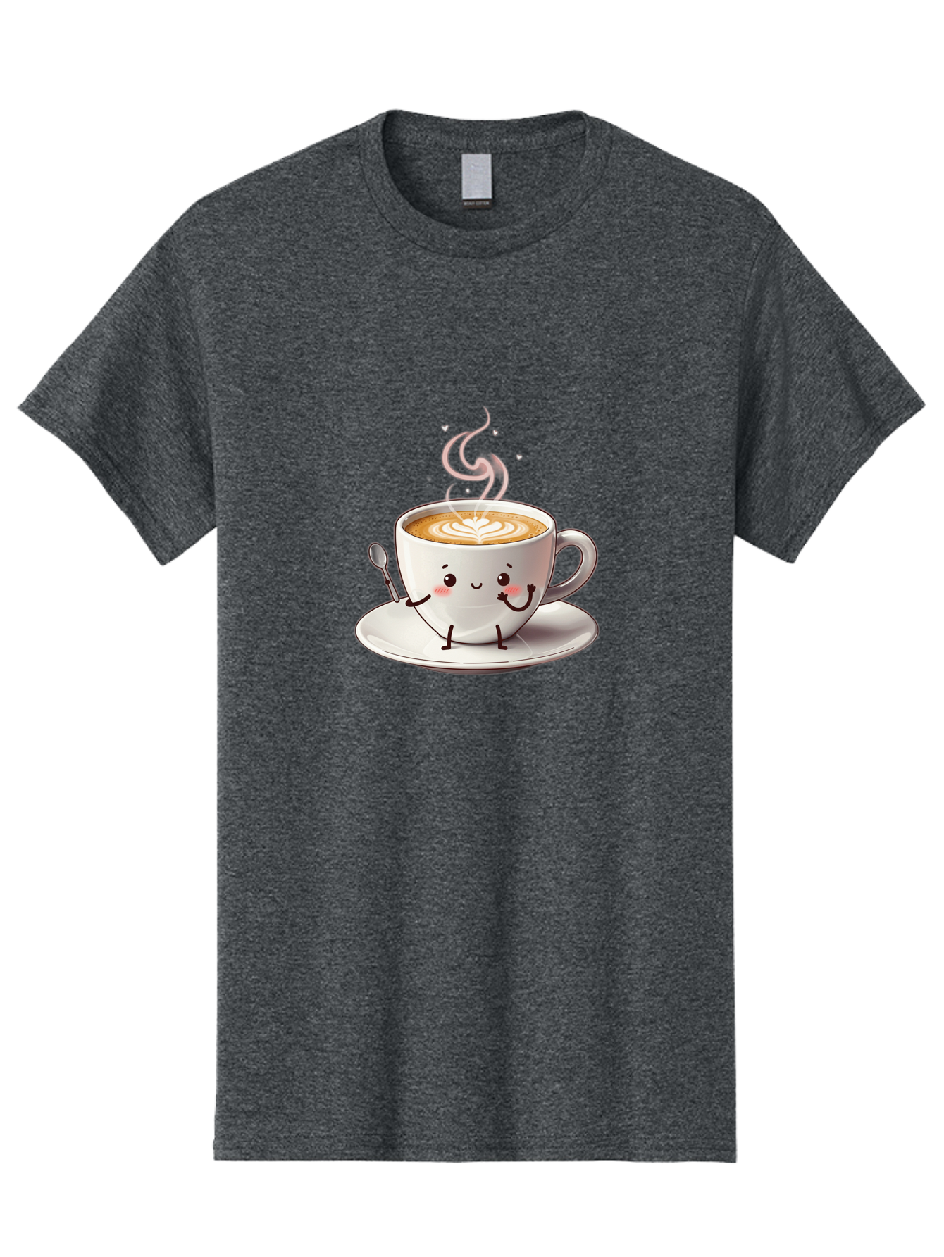 Coffee-Cup-Character-1 Men'S Graphic Tee, 100% Cotton, Comfortable Casual Summer Wear, Machine Washable, Cartoon Coffee Cup, Happy Face, Steaming Hot Coffee, Coffee Art, Cute Character, Kawaii Design, Latte Art, Coffee Culture, Bab794