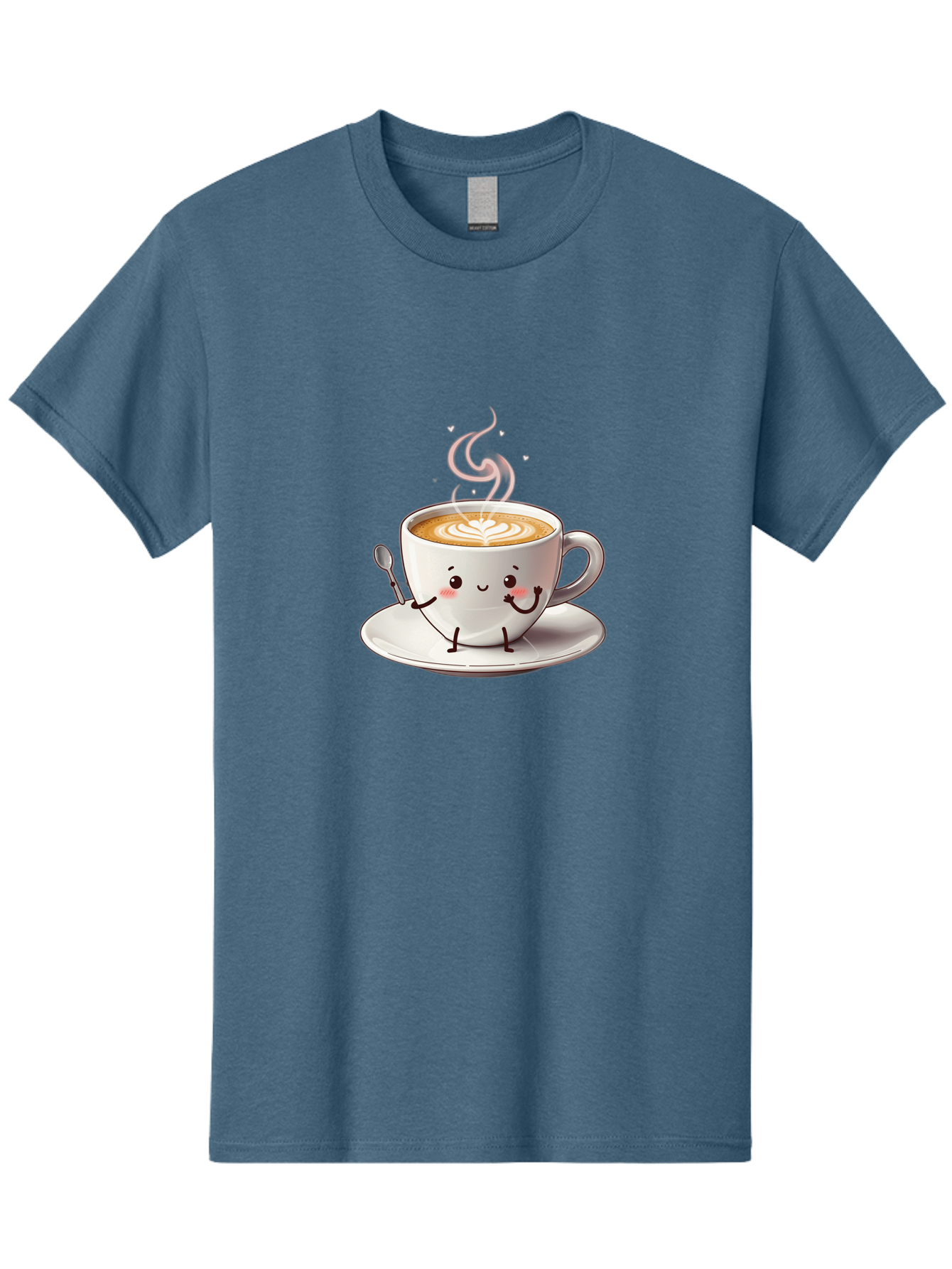 Coffee-Cup-Character-1 Men'S Graphic Tee, 100% Cotton, Comfortable Casual Summer Wear, Machine Washable, Cartoon Coffee Cup, Happy Face, Steaming Hot Coffee, Coffee Art, Cute Character, Kawaii Design, Latte Art, Coffee Culture, Bab794
