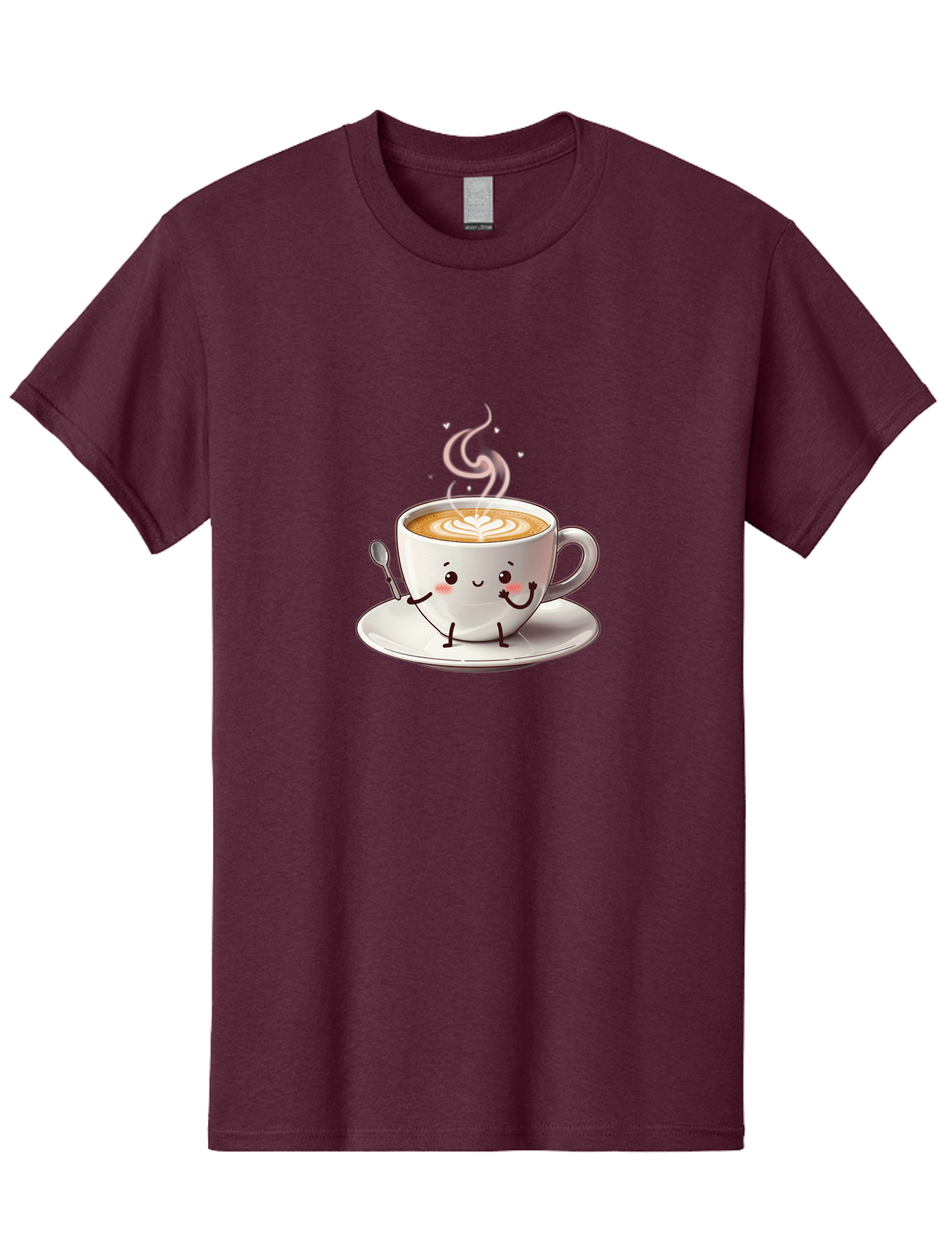 Coffee-Cup-Character-1 Men'S Graphic Tee, 100% Cotton, Comfortable Casual Summer Wear, Machine Washable, Cartoon Coffee Cup, Happy Face, Steaming Hot Coffee, Coffee Art, Cute Character, Kawaii Design, Latte Art, Coffee Culture, Bab794