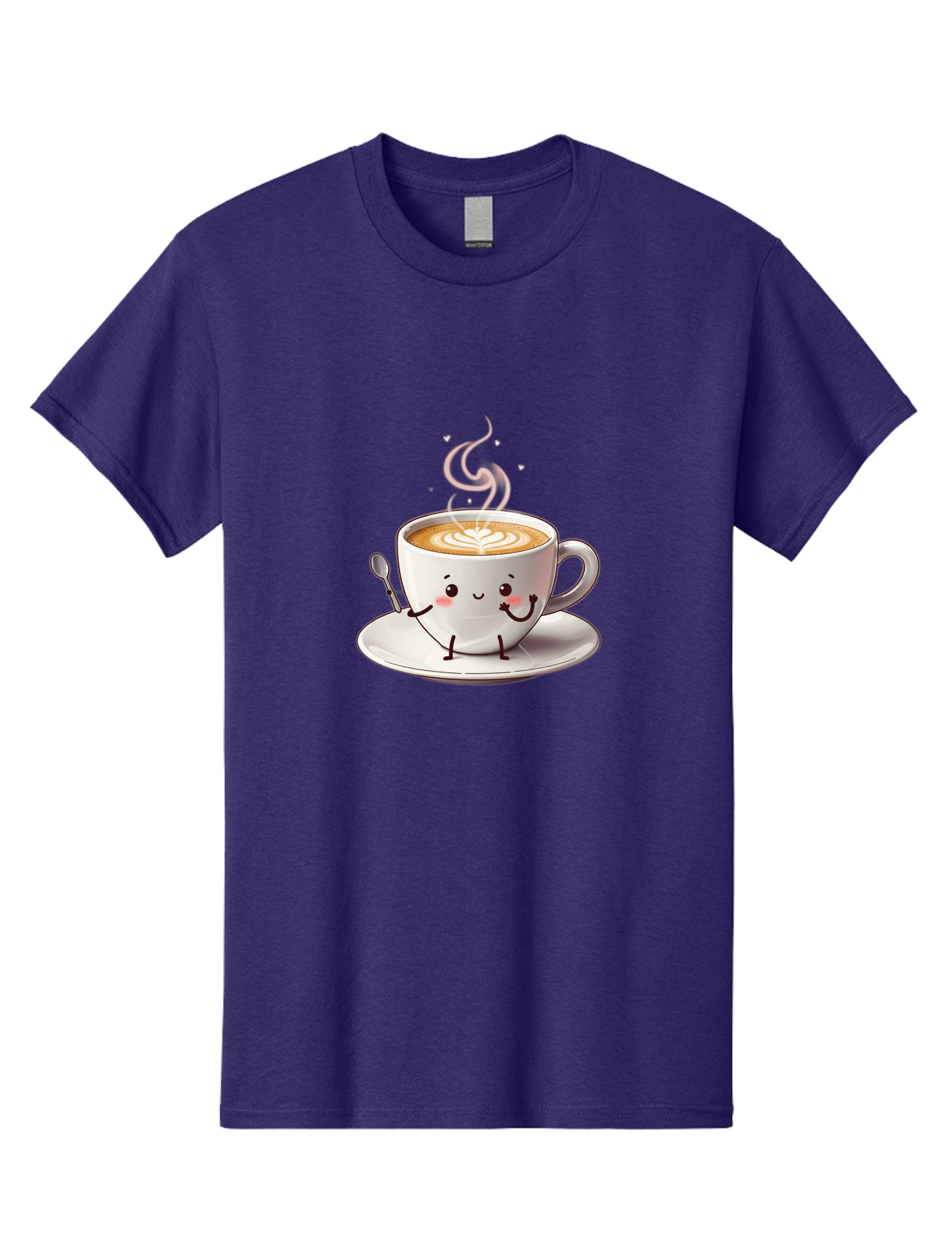 Coffee-Cup-Character-1 Men'S Graphic Tee, 100% Cotton, Comfortable Casual Summer Wear, Machine Washable, Cartoon Coffee Cup, Happy Face, Steaming Hot Coffee, Coffee Art, Cute Character, Kawaii Design, Latte Art, Coffee Culture, Bab794