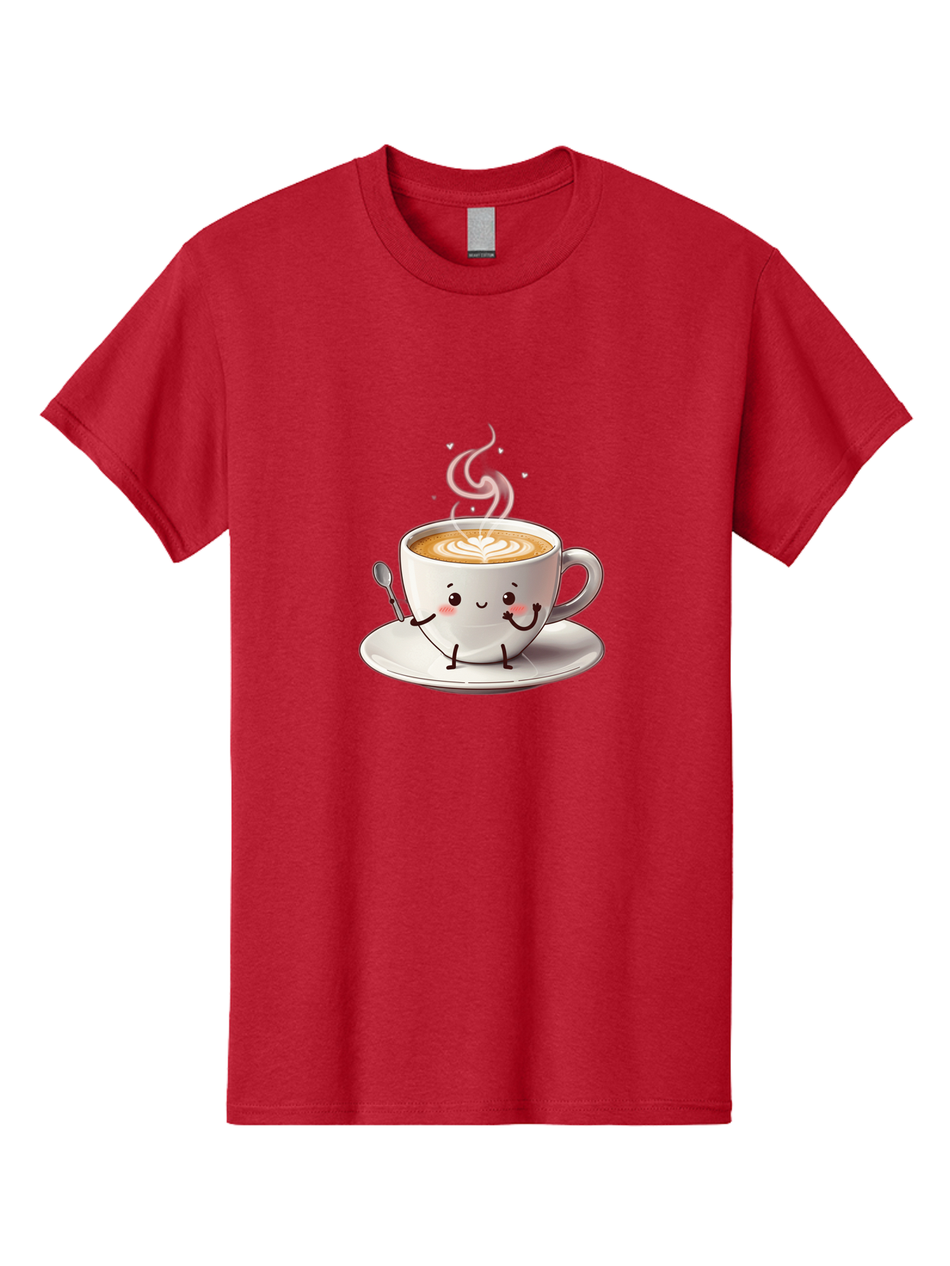 Coffee-Cup-Character-1 Men'S Graphic Tee, 100% Cotton, Comfortable Casual Summer Wear, Machine Washable, Cartoon Coffee Cup, Happy Face, Steaming Hot Coffee, Coffee Art, Cute Character, Kawaii Design, Latte Art, Coffee Culture, Bab794