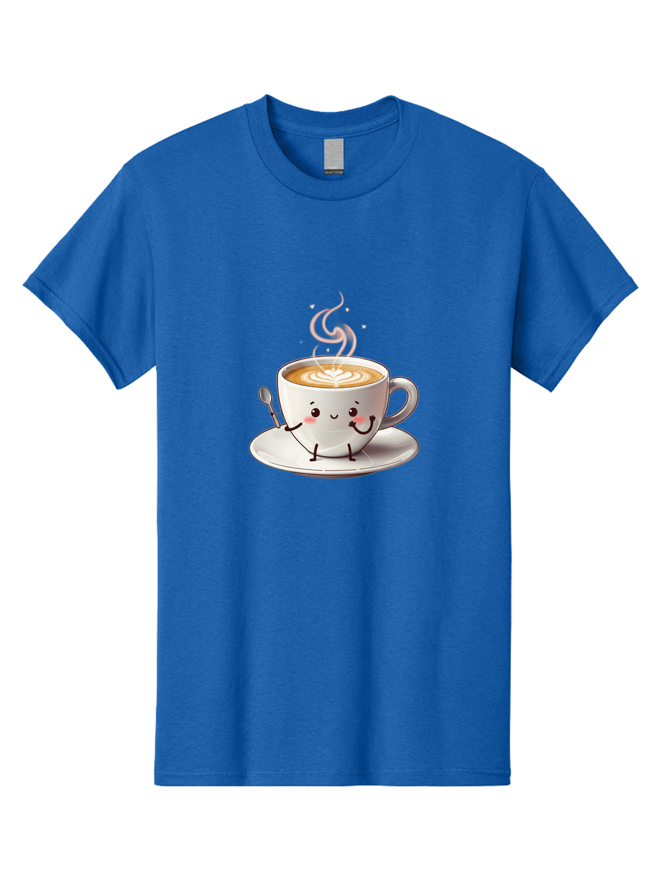 Coffee-Cup-Character-1 Men'S Graphic Tee, 100% Cotton, Comfortable Casual Summer Wear, Machine Washable, Cartoon Coffee Cup, Happy Face, Steaming Hot Coffee, Coffee Art, Cute Character, Kawaii Design, Latte Art, Coffee Culture, Bab794