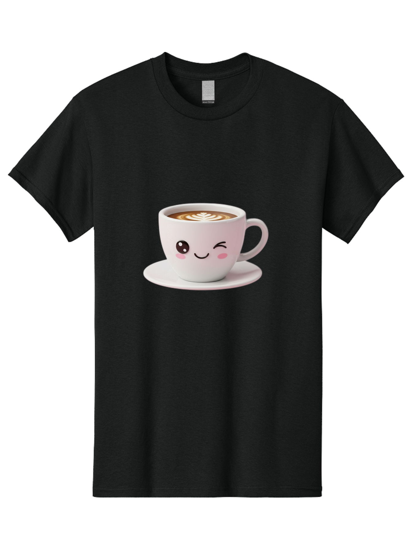 Coffee-Cup-Face Men'S Graphic Tee, 100% Cotton, Comfortable Casual Summer Wear, Machine Washable, Cute Coffee Cup, Coffee Latte Art, Kawaii Character, Adorable Face, Smiling Cup, Coffee Culture, Morning Coffee, Cartoon Style Bab796