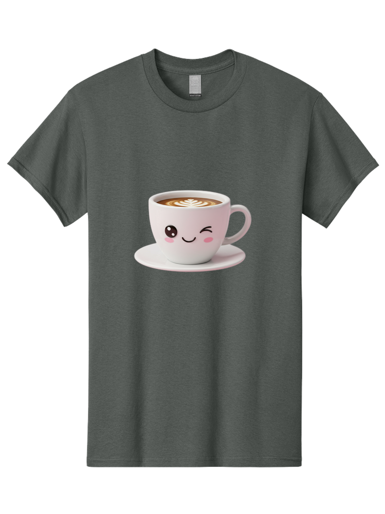 Coffee-Cup-Face Men'S Graphic Tee, 100% Cotton, Comfortable Casual Summer Wear, Machine Washable, Cute Coffee Cup, Coffee Latte Art, Kawaii Character, Adorable Face, Smiling Cup, Coffee Culture, Morning Coffee, Cartoon Style Bab796