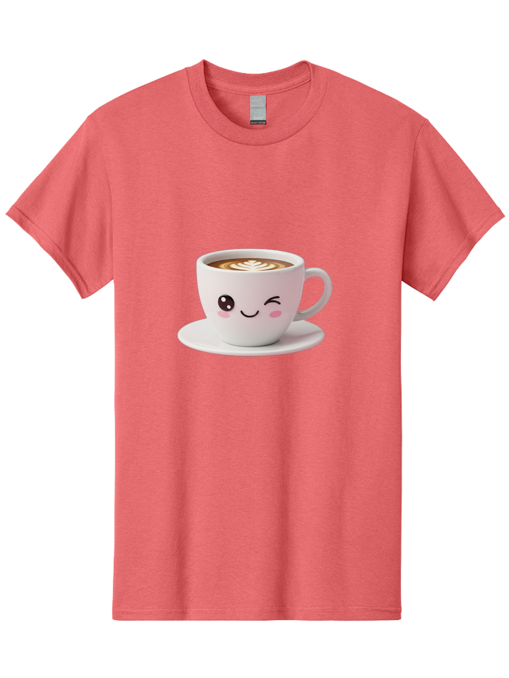 Coffee-Cup-Face Men'S Graphic Tee, 100% Cotton, Comfortable Casual Summer Wear, Machine Washable, Cute Coffee Cup, Coffee Latte Art, Kawaii Character, Adorable Face, Smiling Cup, Coffee Culture, Morning Coffee, Cartoon Style Bab796