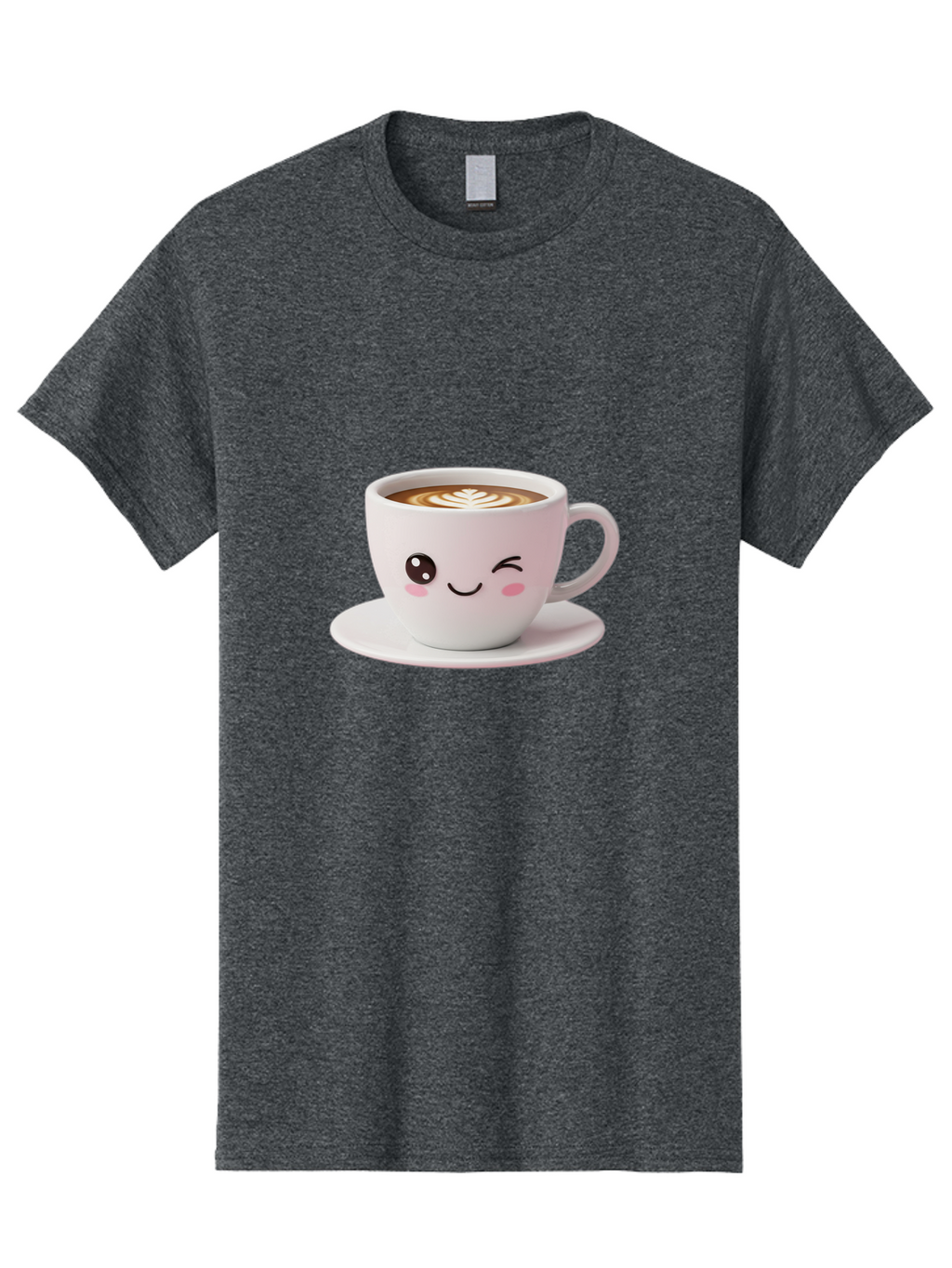 Coffee-Cup-Face Men'S Graphic Tee, 100% Cotton, Comfortable Casual Summer Wear, Machine Washable, Cute Coffee Cup, Coffee Latte Art, Kawaii Character, Adorable Face, Smiling Cup, Coffee Culture, Morning Coffee, Cartoon Style Bab796
