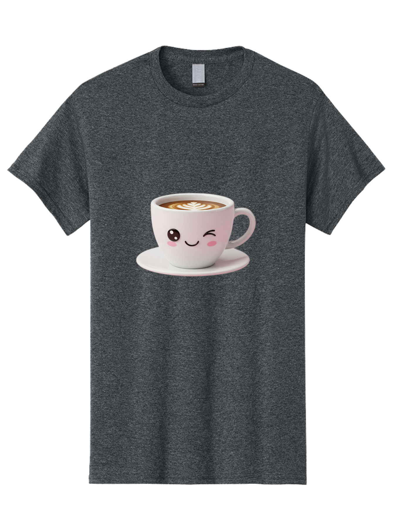 Coffee-Cup-Face Men'S Graphic Tee, 100% Cotton, Comfortable Casual Summer Wear, Machine Washable, Cute Coffee Cup, Coffee Latte Art, Kawaii Character, Adorable Face, Smiling Cup, Coffee Culture, Morning Coffee, Cartoon Style Bab796