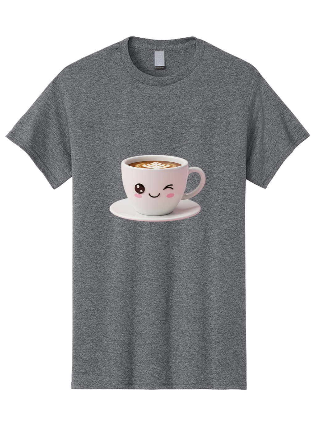 Coffee-Cup-Face Men'S Graphic Tee, 100% Cotton, Comfortable Casual Summer Wear, Machine Washable, Cute Coffee Cup, Coffee Latte Art, Kawaii Character, Adorable Face, Smiling Cup, Coffee Culture, Morning Coffee, Cartoon Style Bab796