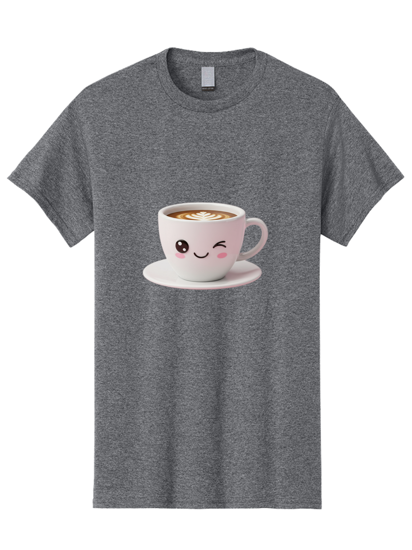 Coffee-Cup-Face Men'S Graphic Tee, 100% Cotton, Comfortable Casual Summer Wear, Machine Washable, Cute Coffee Cup, Coffee Latte Art, Kawaii Character, Adorable Face, Smiling Cup, Coffee Culture, Morning Coffee, Cartoon Style Bab796