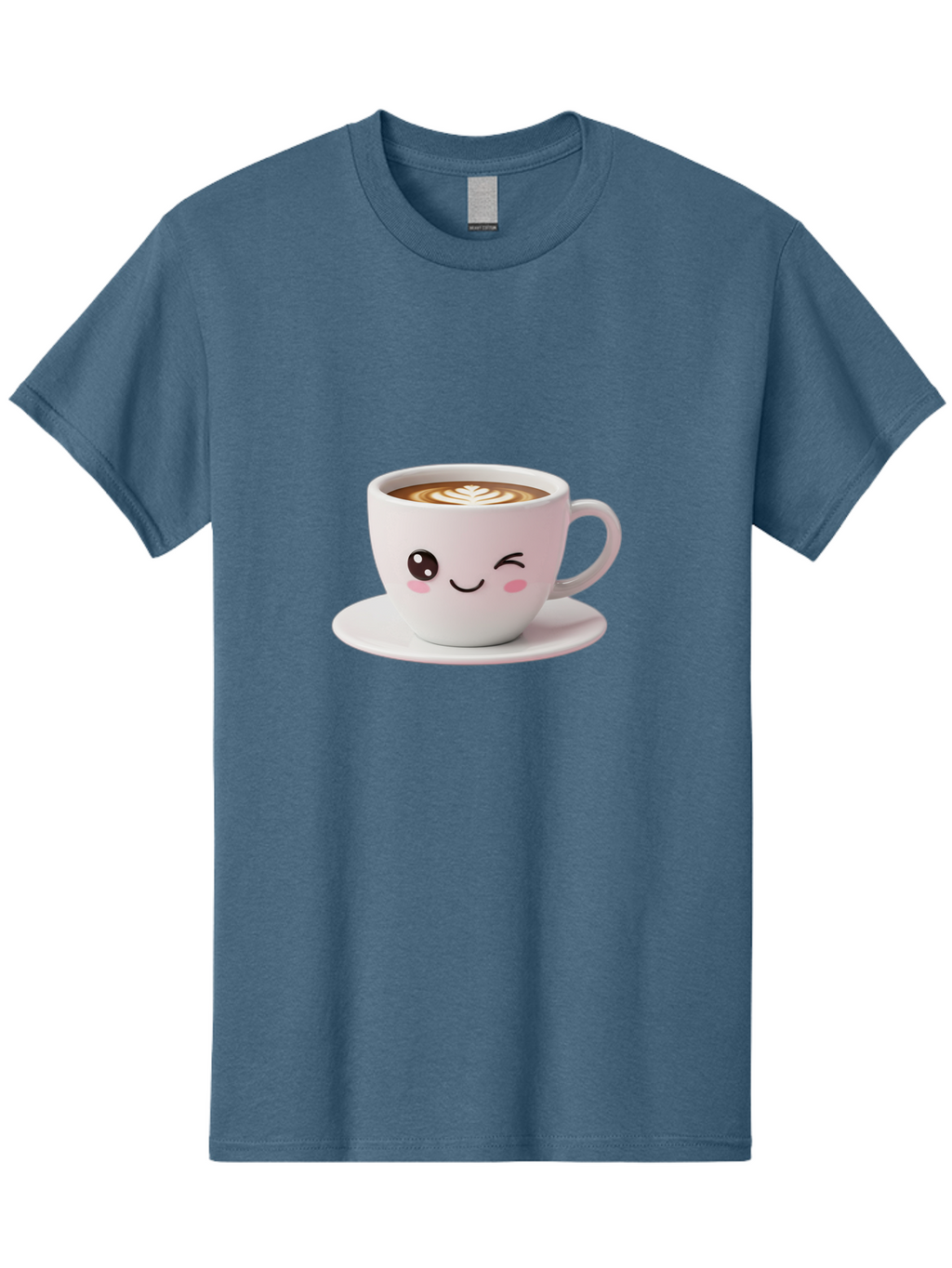 Coffee-Cup-Face Men'S Graphic Tee, 100% Cotton, Comfortable Casual Summer Wear, Machine Washable, Cute Coffee Cup, Coffee Latte Art, Kawaii Character, Adorable Face, Smiling Cup, Coffee Culture, Morning Coffee, Cartoon Style Bab796