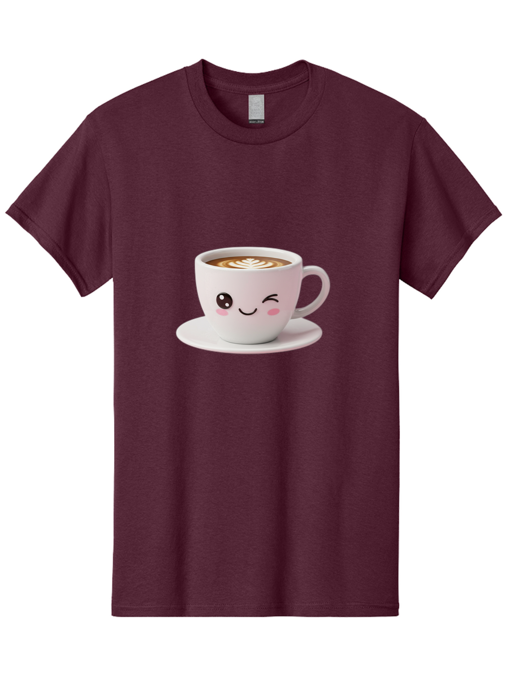Coffee-Cup-Face Men'S Graphic Tee, 100% Cotton, Comfortable Casual Summer Wear, Machine Washable, Cute Coffee Cup, Coffee Latte Art, Kawaii Character, Adorable Face, Smiling Cup, Coffee Culture, Morning Coffee, Cartoon Style Bab796