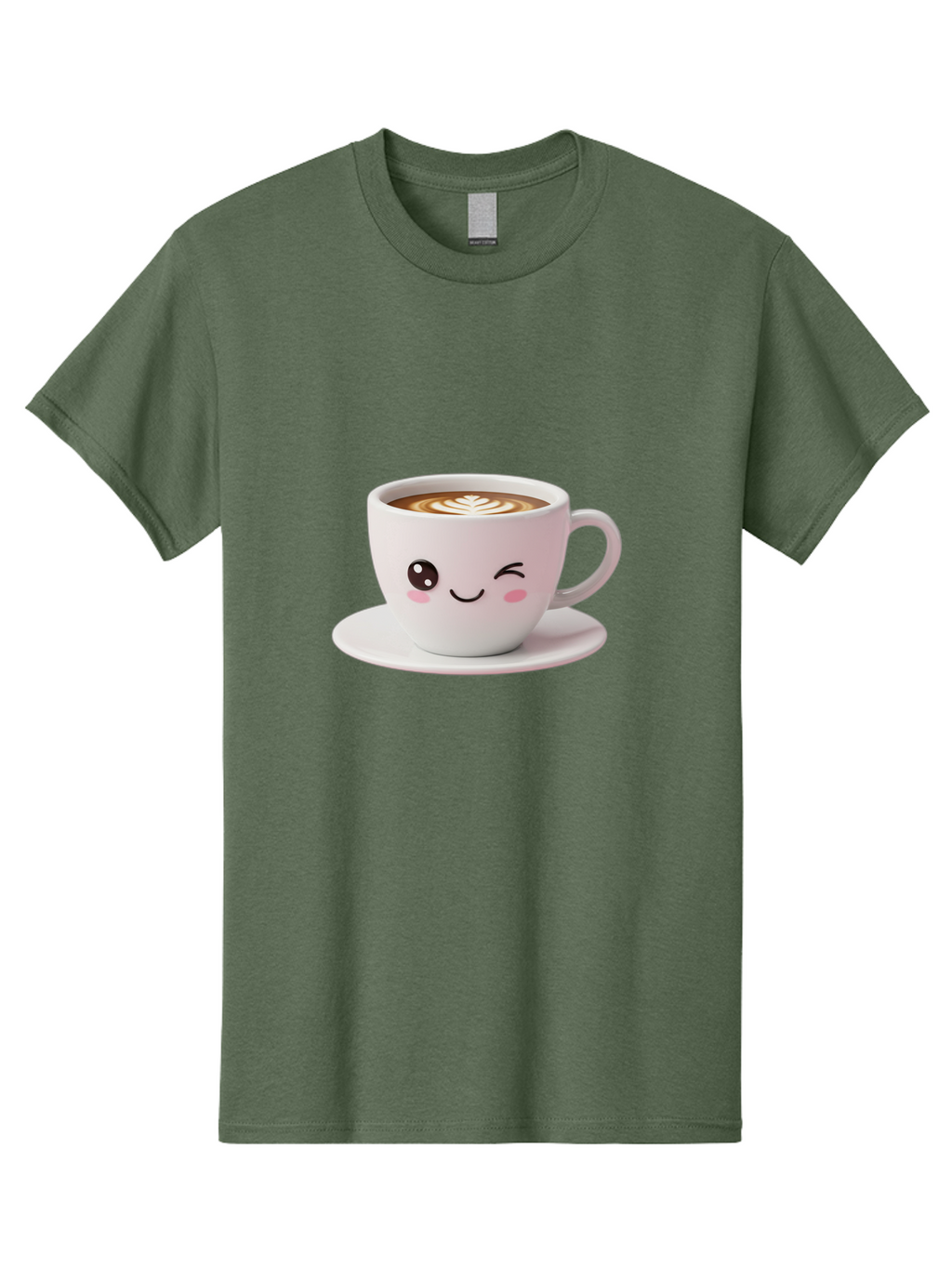 Coffee-Cup-Face Men'S Graphic Tee, 100% Cotton, Comfortable Casual Summer Wear, Machine Washable, Cute Coffee Cup, Coffee Latte Art, Kawaii Character, Adorable Face, Smiling Cup, Coffee Culture, Morning Coffee, Cartoon Style Bab796