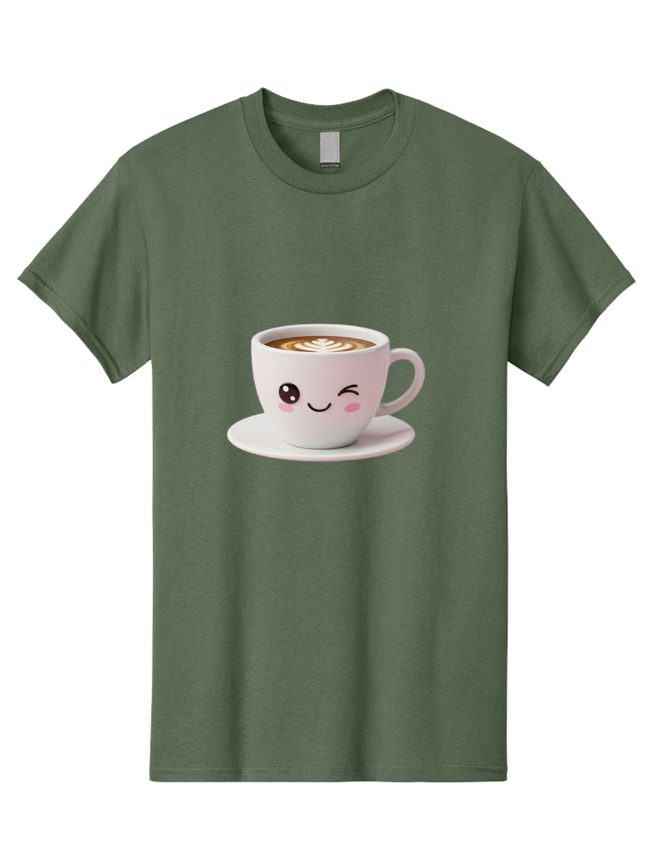 Coffee-Cup-Face Men'S Graphic Tee, 100% Cotton, Comfortable Casual Summer Wear, Machine Washable, Cute Coffee Cup, Coffee Latte Art, Kawaii Character, Adorable Face, Smiling Cup, Coffee Culture, Morning Coffee, Cartoon Style Bab796
