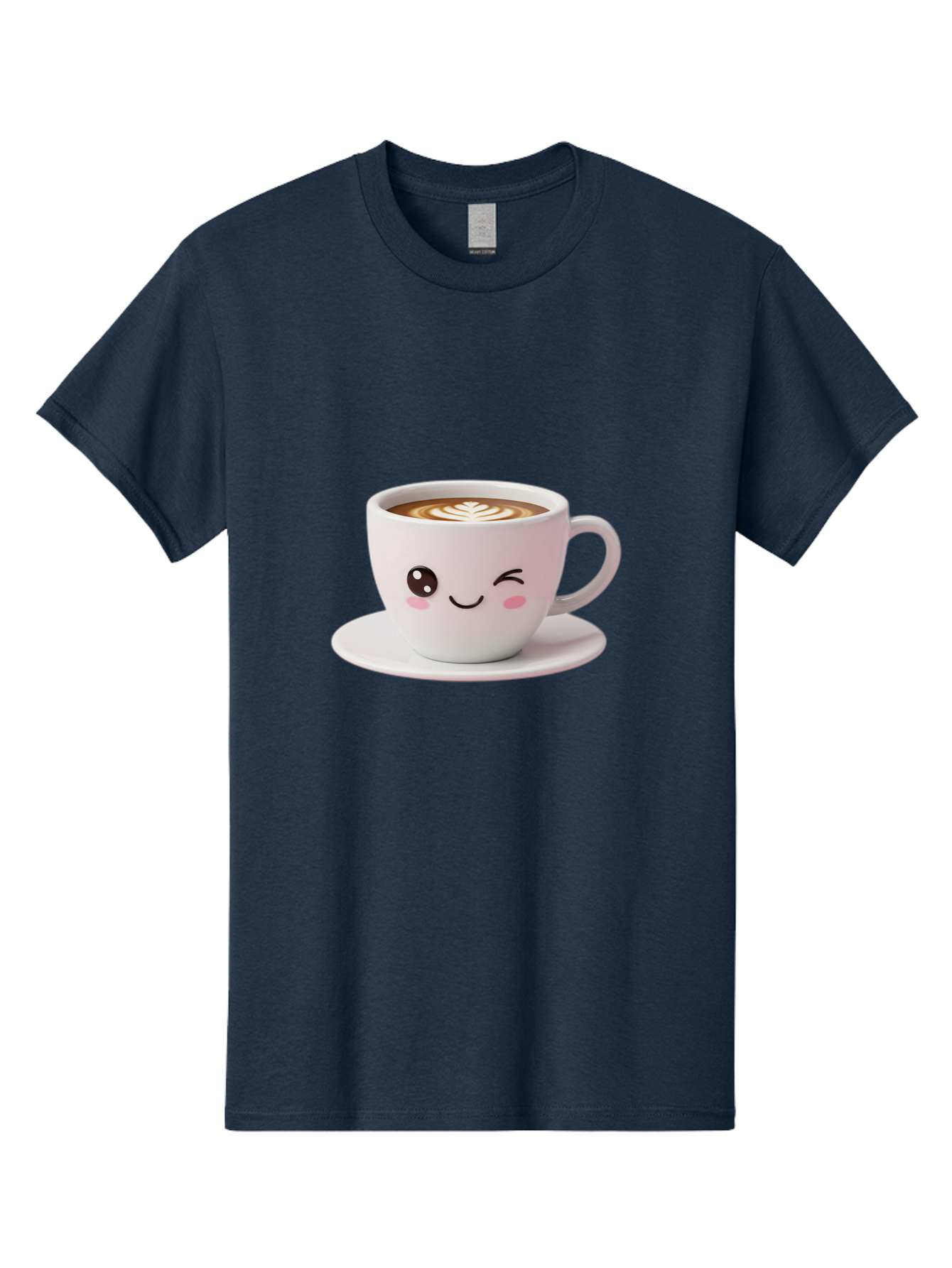 Coffee-Cup-Face Men'S Graphic Tee, 100% Cotton, Comfortable Casual Summer Wear, Machine Washable, Cute Coffee Cup, Coffee Latte Art, Kawaii Character, Adorable Face, Smiling Cup, Coffee Culture, Morning Coffee, Cartoon Style Bab796