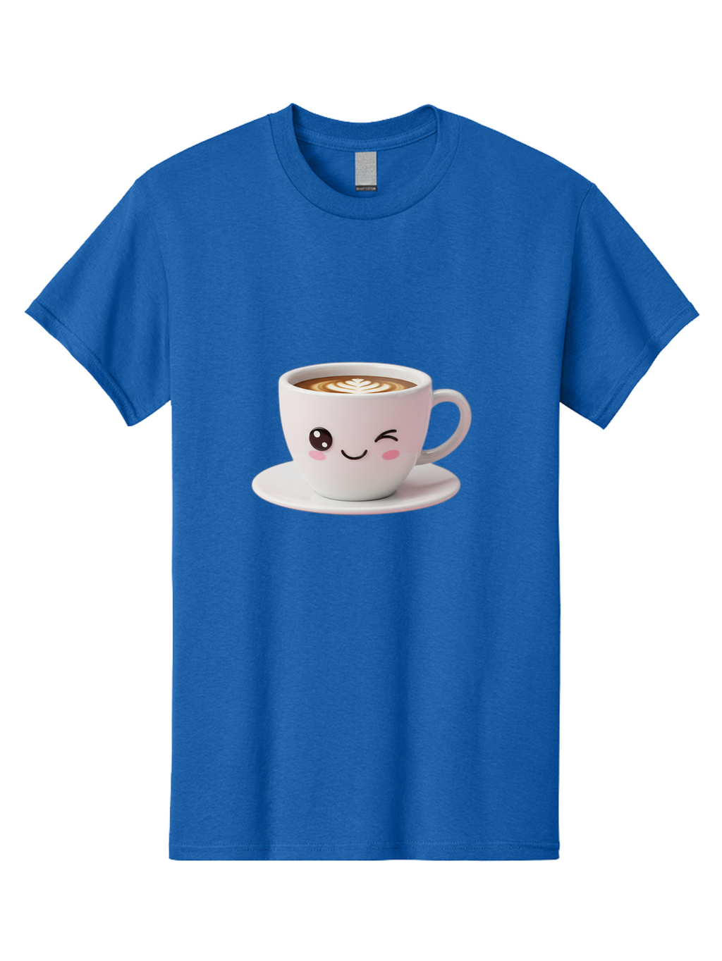 Coffee-Cup-Face Men'S Graphic Tee, 100% Cotton, Comfortable Casual Summer Wear, Machine Washable, Cute Coffee Cup, Coffee Latte Art, Kawaii Character, Adorable Face, Smiling Cup, Coffee Culture, Morning Coffee, Cartoon Style Bab796