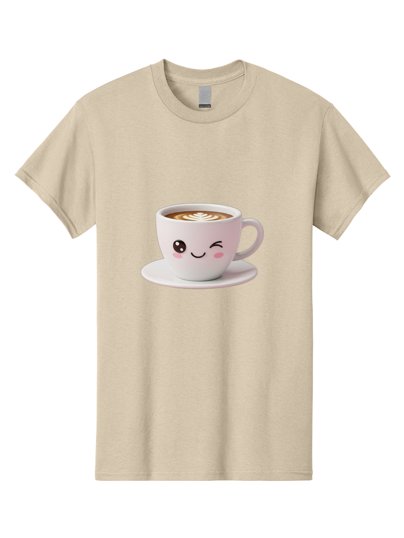 Coffee-Cup-Face Men'S Graphic Tee, 100% Cotton, Comfortable Casual Summer Wear, Machine Washable, Cute Coffee Cup, Coffee Latte Art, Kawaii Character, Adorable Face, Smiling Cup, Coffee Culture, Morning Coffee, Cartoon Style Bab796
