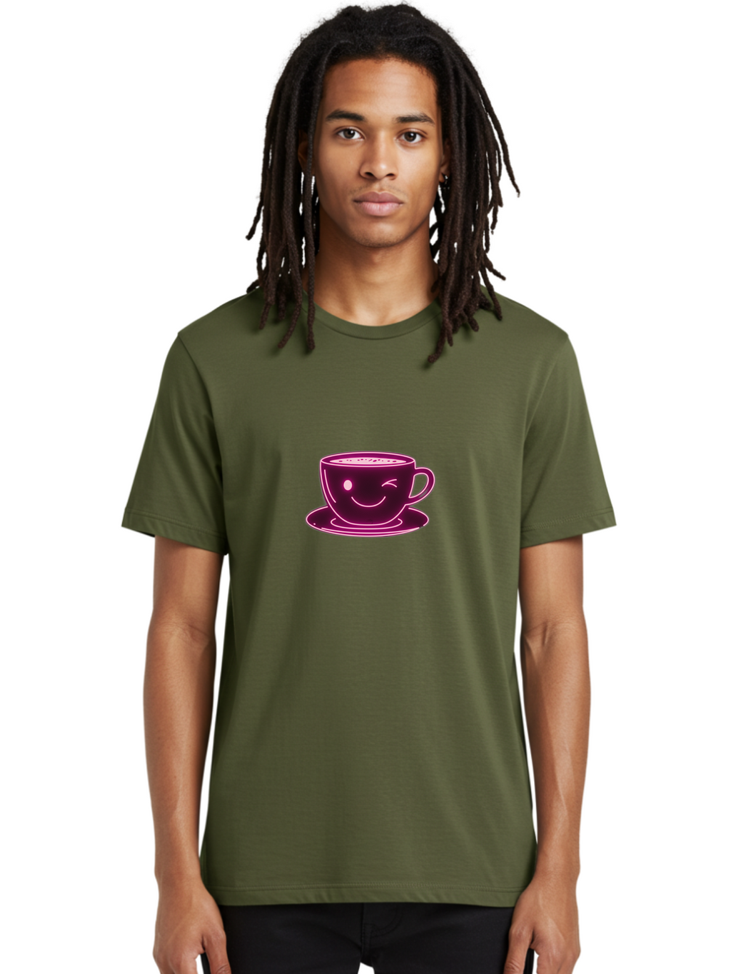 Coffee-Cup Men'S Graphic Tee, 100% Cotton, Comfortable Casual Summer Wear, Machine Washable, Happy Face, Coffee Break, Morning Pick-Me-Up, Caffeine Boost, Relaxed Vibe, Digital Illustration, Smiling Coffee Cup, Cartoon Character Bab800