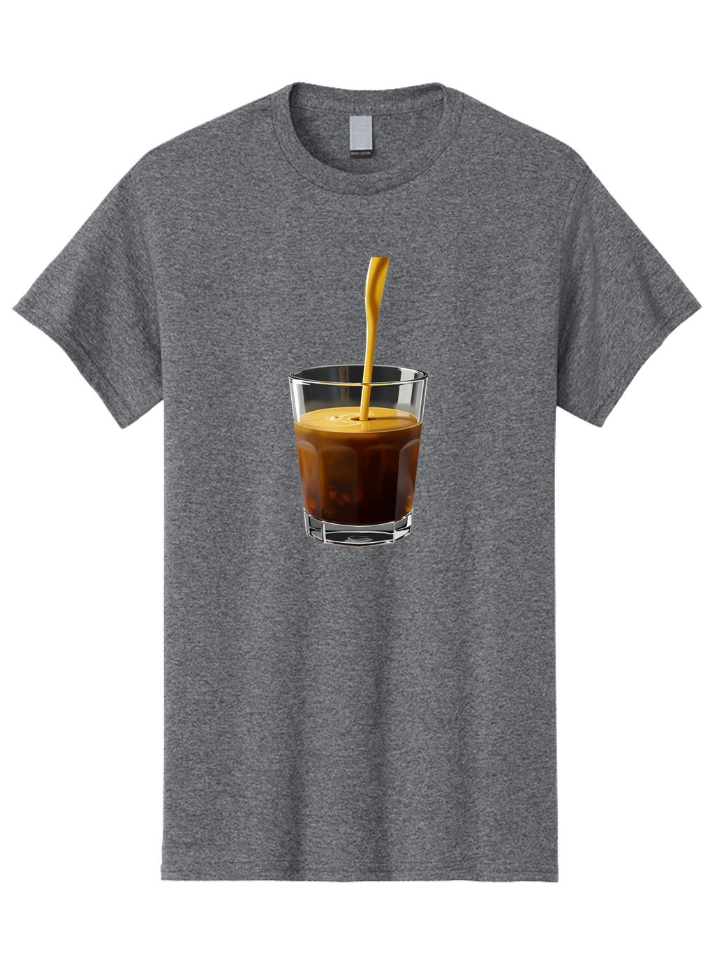 Coffee-In-Glass Men'S Graphic Tee, 100% Cotton, Comfortable Casual Summer Wear, Machine Washable, Coffee Being Poured, Espresso In A Glass, Coffee Drink, Creamy Texture, Rich Flavor, Coffee Lover, Morning Pick-Me-Up, Caffeine Fix Bab801