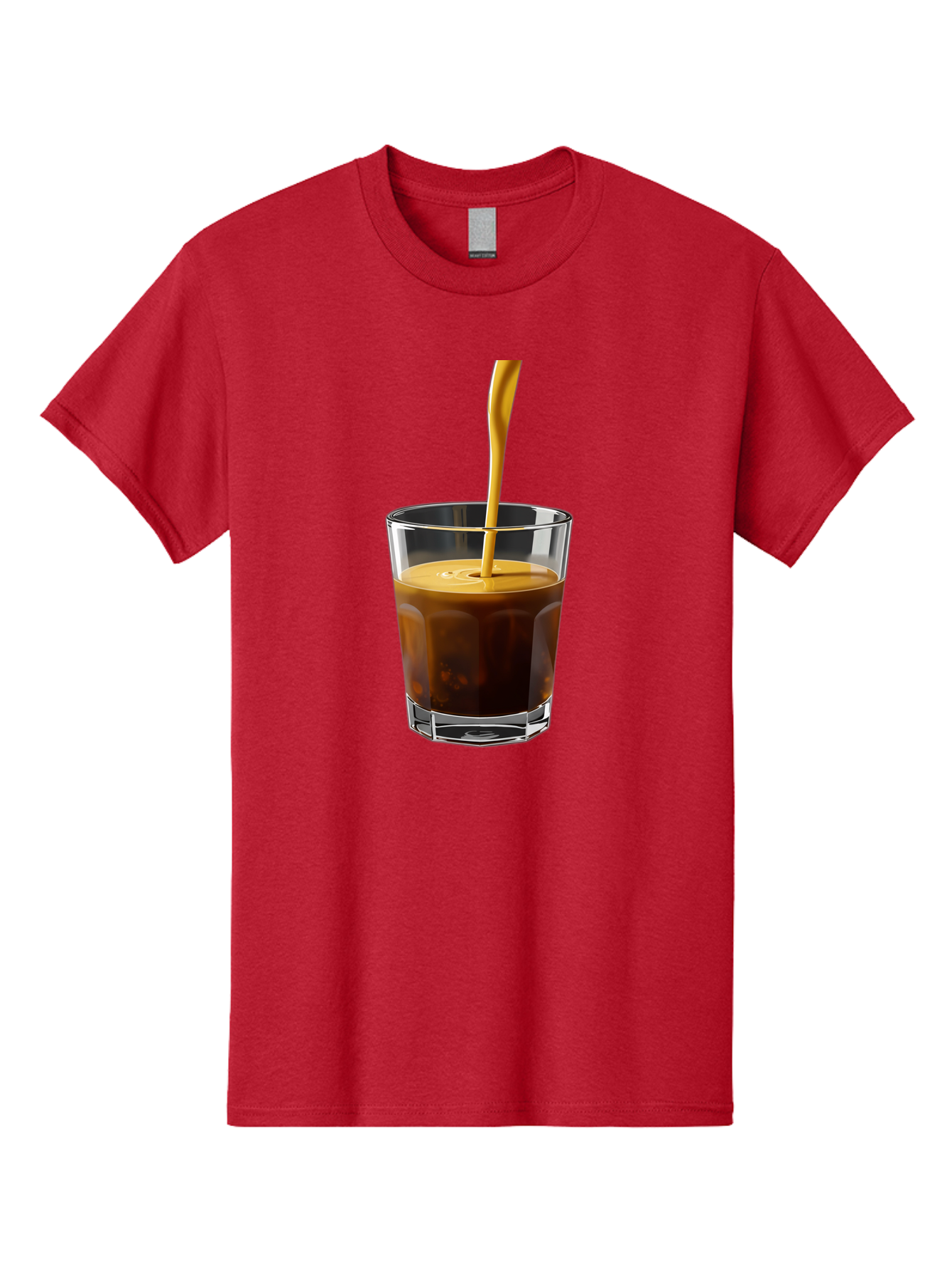 Coffee-In-Glass Men'S Graphic Tee, 100% Cotton, Comfortable Casual Summer Wear, Machine Washable, Coffee Being Poured, Espresso In A Glass, Coffee Drink, Creamy Texture, Rich Flavor, Coffee Lover, Morning Pick-Me-Up, Caffeine Fix Bab801
