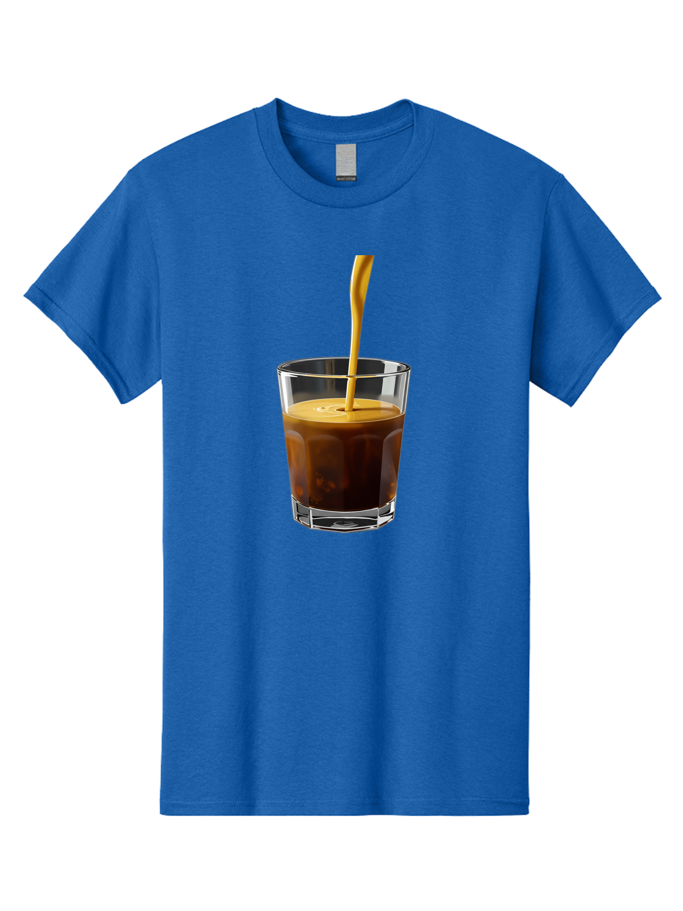 Coffee-In-Glass Men'S Graphic Tee, 100% Cotton, Comfortable Casual Summer Wear, Machine Washable, Coffee Being Poured, Espresso In A Glass, Coffee Drink, Creamy Texture, Rich Flavor, Coffee Lover, Morning Pick-Me-Up, Caffeine Fix Bab801