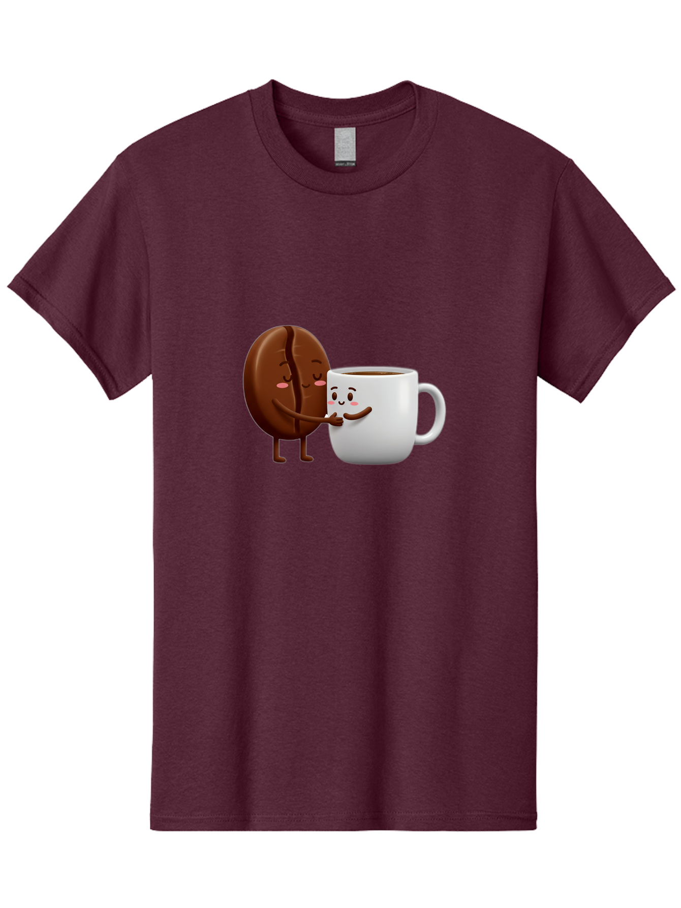 Coffee-Kissing Men'S Graphic Tee, 100% Cotton, Comfortable Casual Summer Wear, Machine Washable, Cartoon Cookie, Coffee Mug, Anthropomorphic Characters, Smiling Faces, Friendly Interaction, Chocolate Cookie, Coffee Drink, Bab802