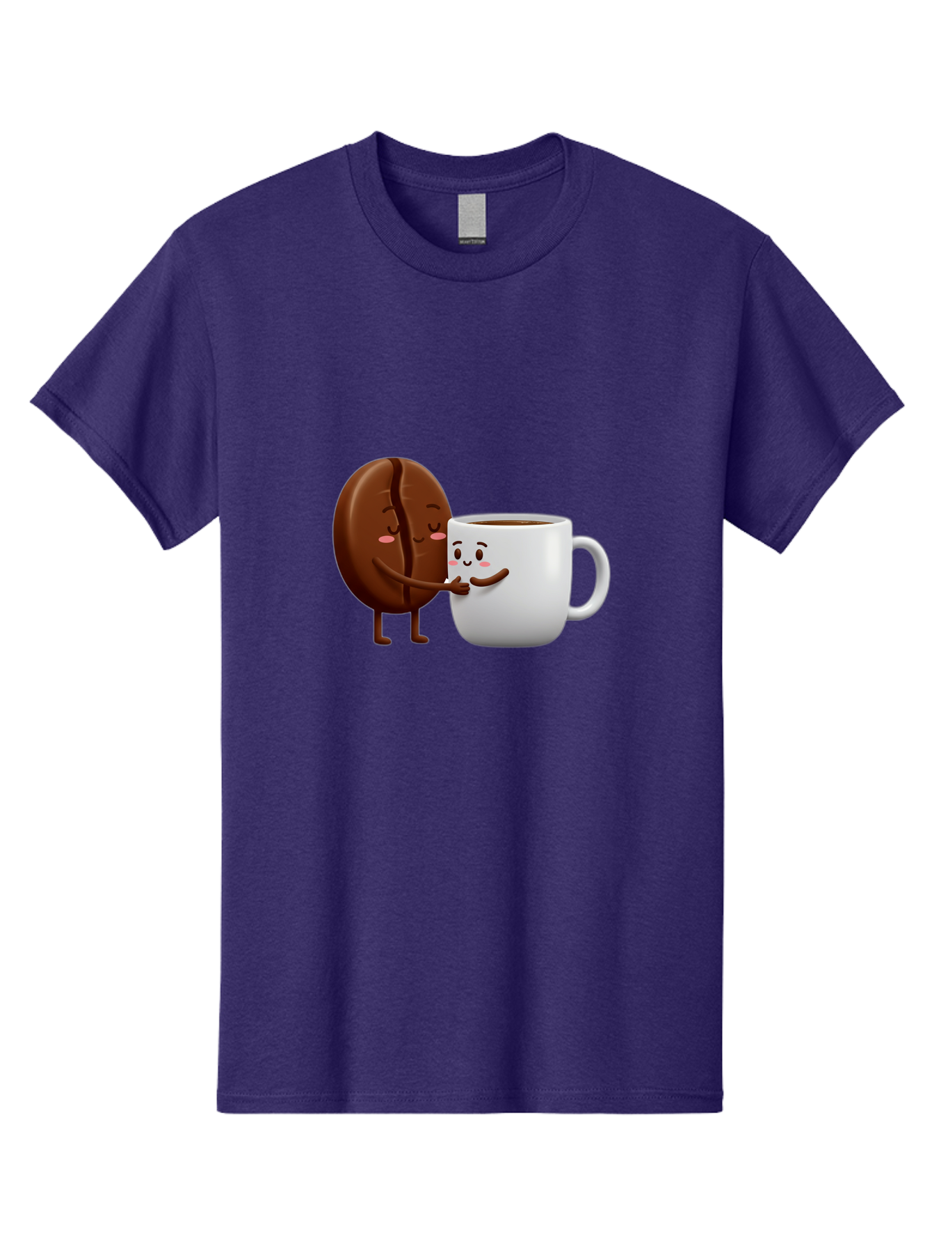 Coffee-Kissing Men'S Graphic Tee, 100% Cotton, Comfortable Casual Summer Wear, Machine Washable, Cartoon Cookie, Coffee Mug, Anthropomorphic Characters, Smiling Faces, Friendly Interaction, Chocolate Cookie, Coffee Drink, Bab802