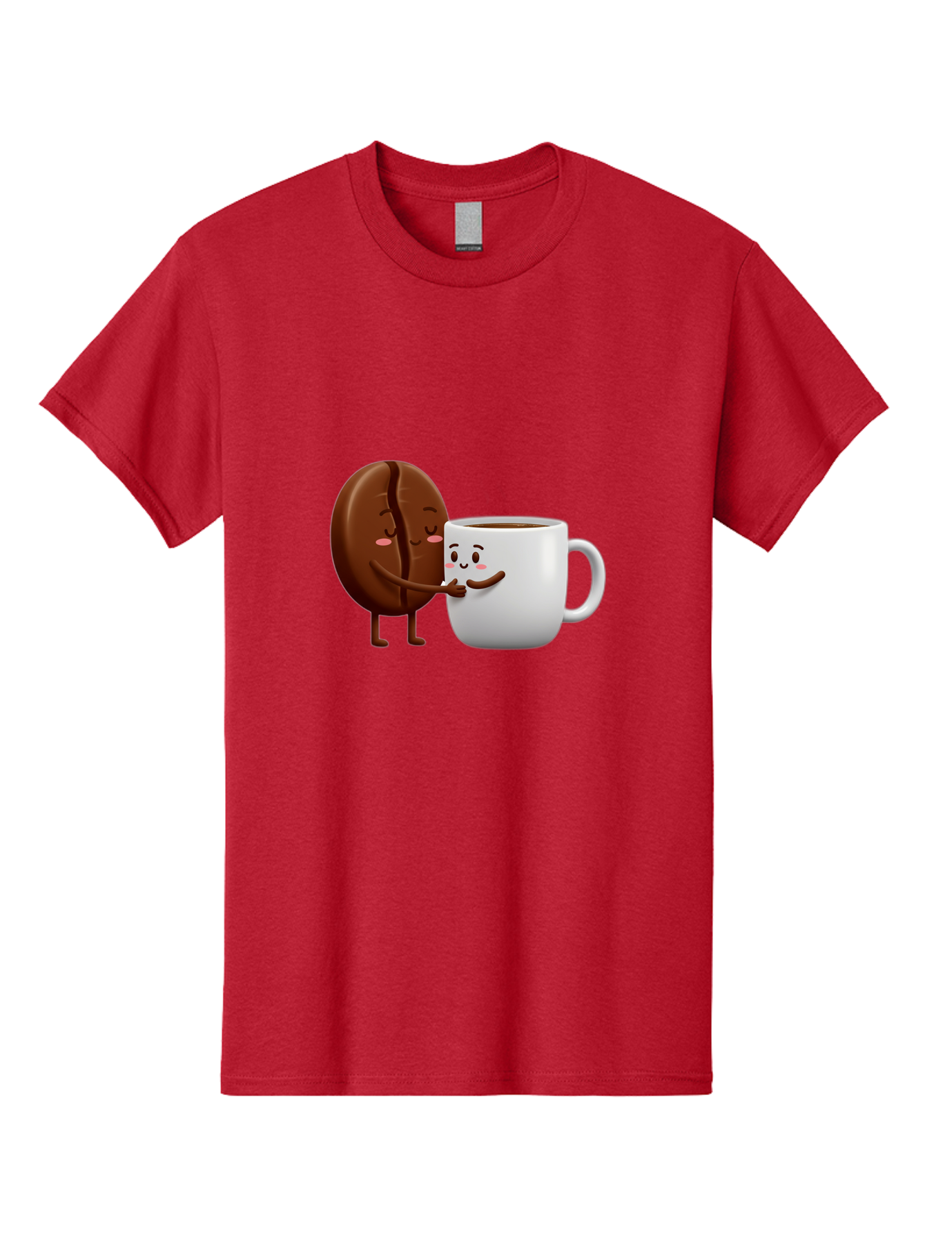 Coffee-Kissing Men'S Graphic Tee, 100% Cotton, Comfortable Casual Summer Wear, Machine Washable, Cartoon Cookie, Coffee Mug, Anthropomorphic Characters, Smiling Faces, Friendly Interaction, Chocolate Cookie, Coffee Drink, Bab802