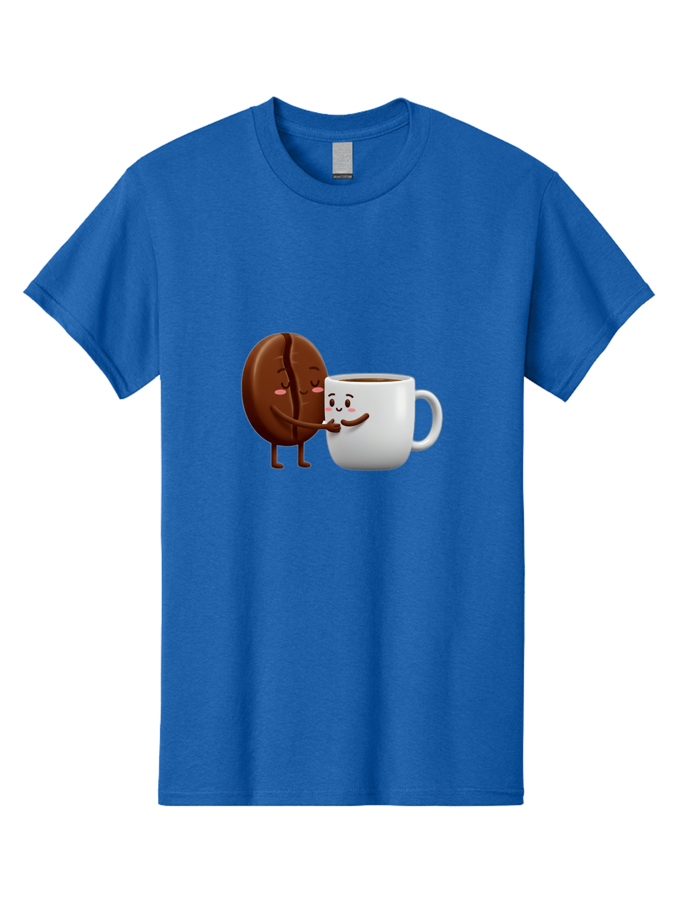 Coffee-Kissing Men'S Graphic Tee, 100% Cotton, Comfortable Casual Summer Wear, Machine Washable, Cartoon Cookie, Coffee Mug, Anthropomorphic Characters, Smiling Faces, Friendly Interaction, Chocolate Cookie, Coffee Drink, Bab802