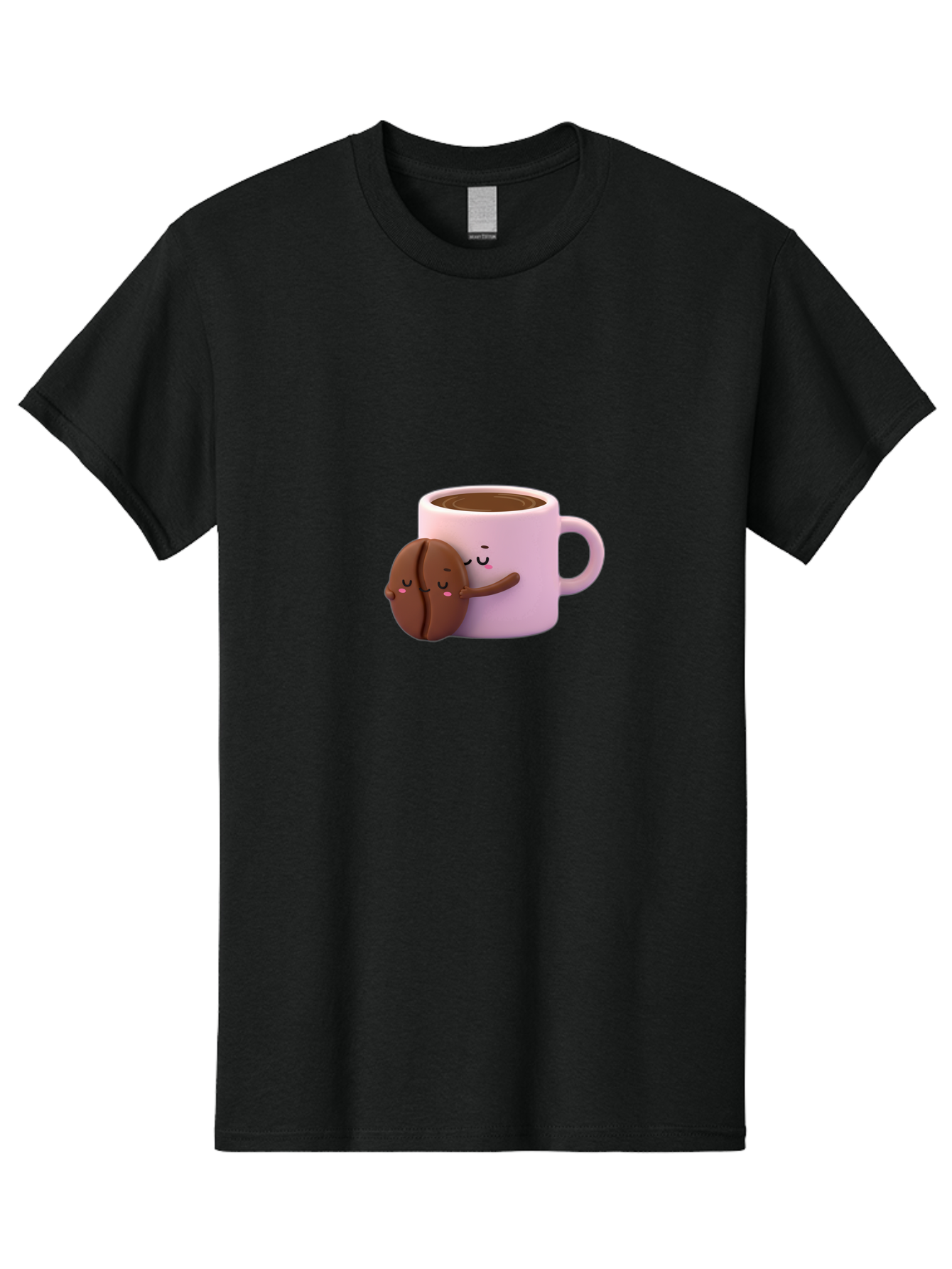 Coffee-Mug-Hugging-Cookie Men'S Graphic Tee, 100% Cotton, Comfortable Casual Summer Wear, Machine Washable, Cartoon Coffee Mug, Chocolate Chip Cookie, Kawaii Characters, Adorable Hugs, Happy Faces, Coffee Break, Sweet Treats, Yummy Goodies Bab803