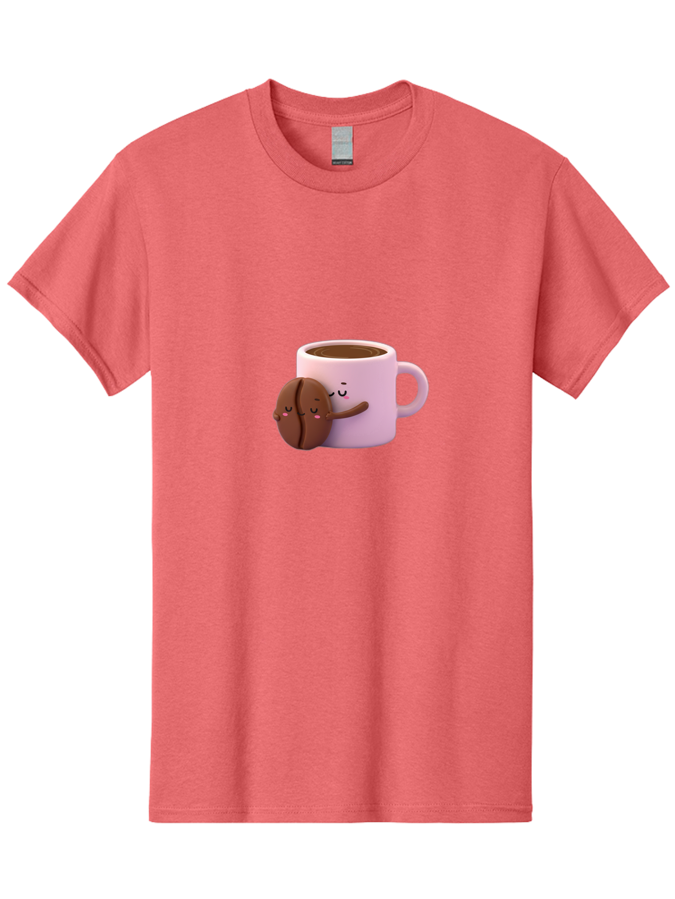 Coffee-Mug-Hugging-Cookie Men'S Graphic Tee, 100% Cotton, Comfortable Casual Summer Wear, Machine Washable, Cartoon Coffee Mug, Chocolate Chip Cookie, Kawaii Characters, Adorable Hugs, Happy Faces, Coffee Break, Sweet Treats, Yummy Goodies Bab803