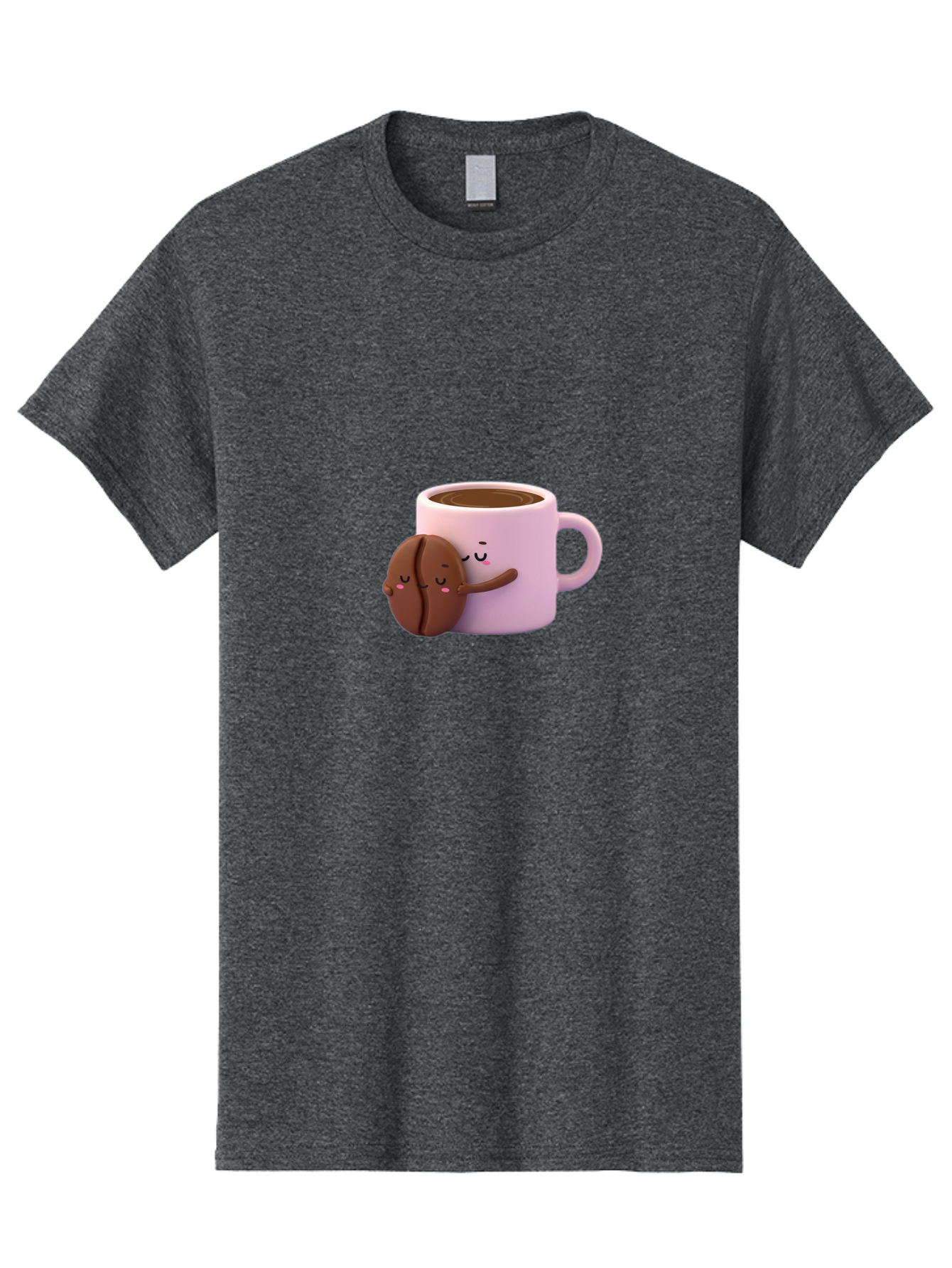 Coffee-Mug-Hugging-Cookie Men'S Graphic Tee, 100% Cotton, Comfortable Casual Summer Wear, Machine Washable, Cartoon Coffee Mug, Chocolate Chip Cookie, Kawaii Characters, Adorable Hugs, Happy Faces, Coffee Break, Sweet Treats, Yummy Goodies Bab803