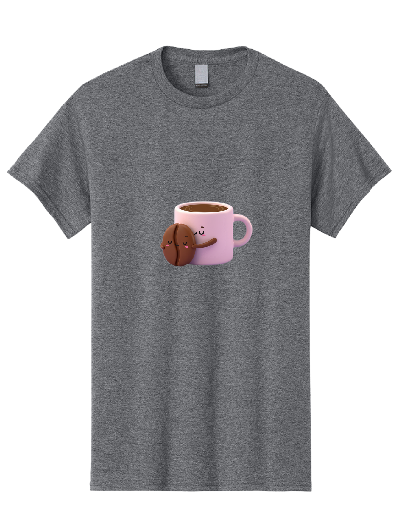 Coffee-Mug-Hugging-Cookie Men'S Graphic Tee, 100% Cotton, Comfortable Casual Summer Wear, Machine Washable, Cartoon Coffee Mug, Chocolate Chip Cookie, Kawaii Characters, Adorable Hugs, Happy Faces, Coffee Break, Sweet Treats, Yummy Goodies Bab803