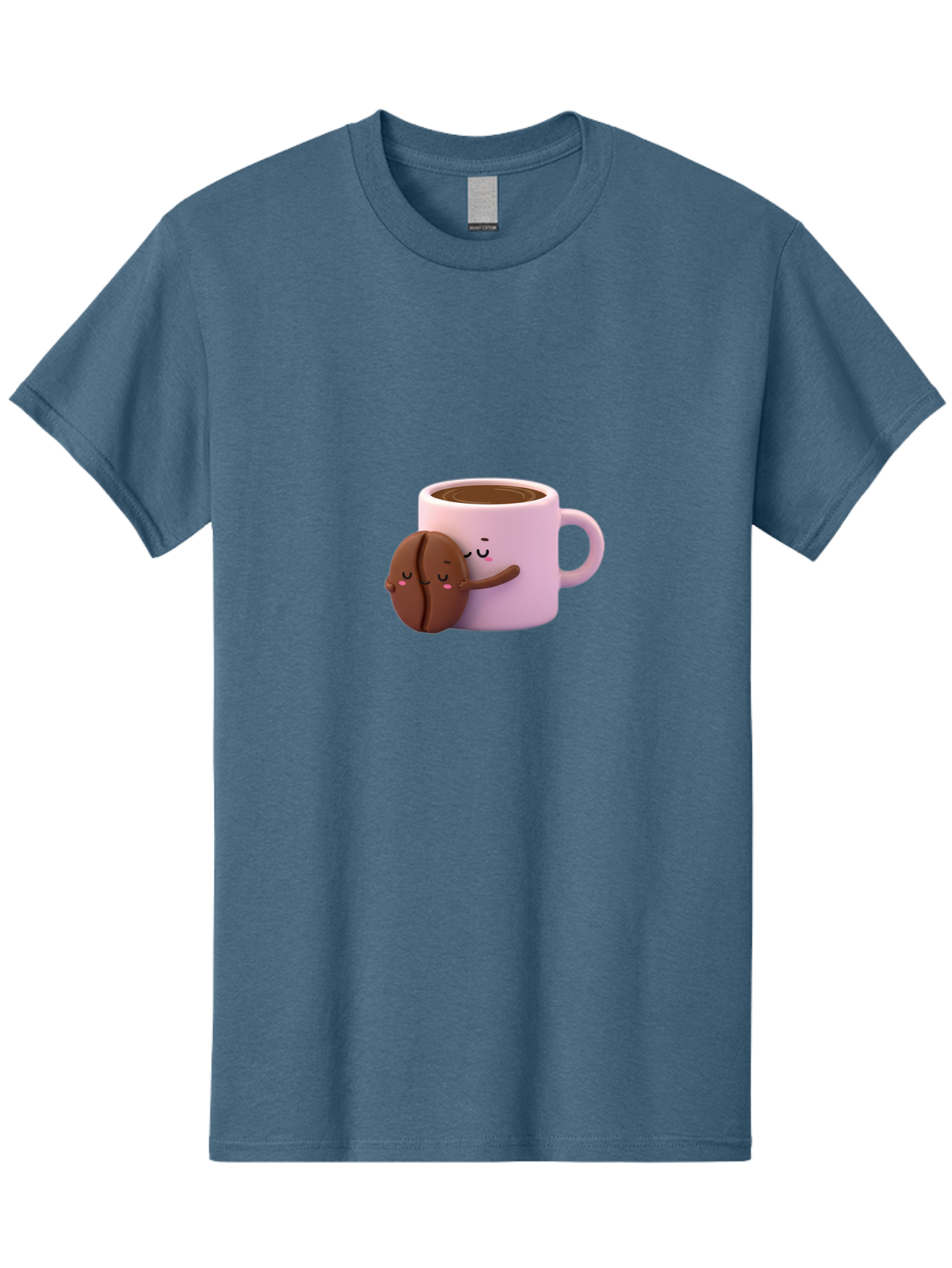 Coffee-Mug-Hugging-Cookie Men'S Graphic Tee, 100% Cotton, Comfortable Casual Summer Wear, Machine Washable, Cartoon Coffee Mug, Chocolate Chip Cookie, Kawaii Characters, Adorable Hugs, Happy Faces, Coffee Break, Sweet Treats, Yummy Goodies Bab803